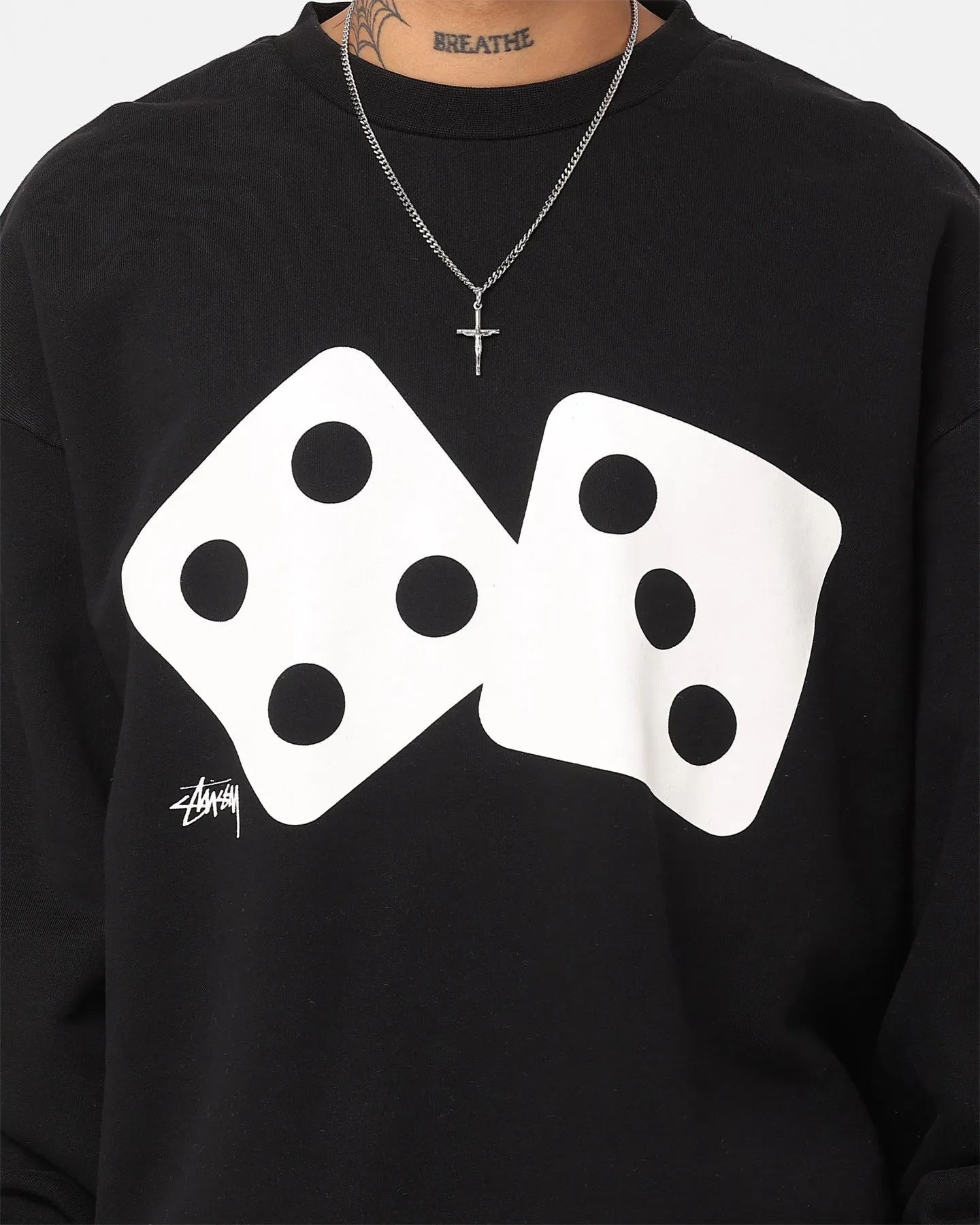 Stussy Two Dice 50-50 Crewneck Pigment Black