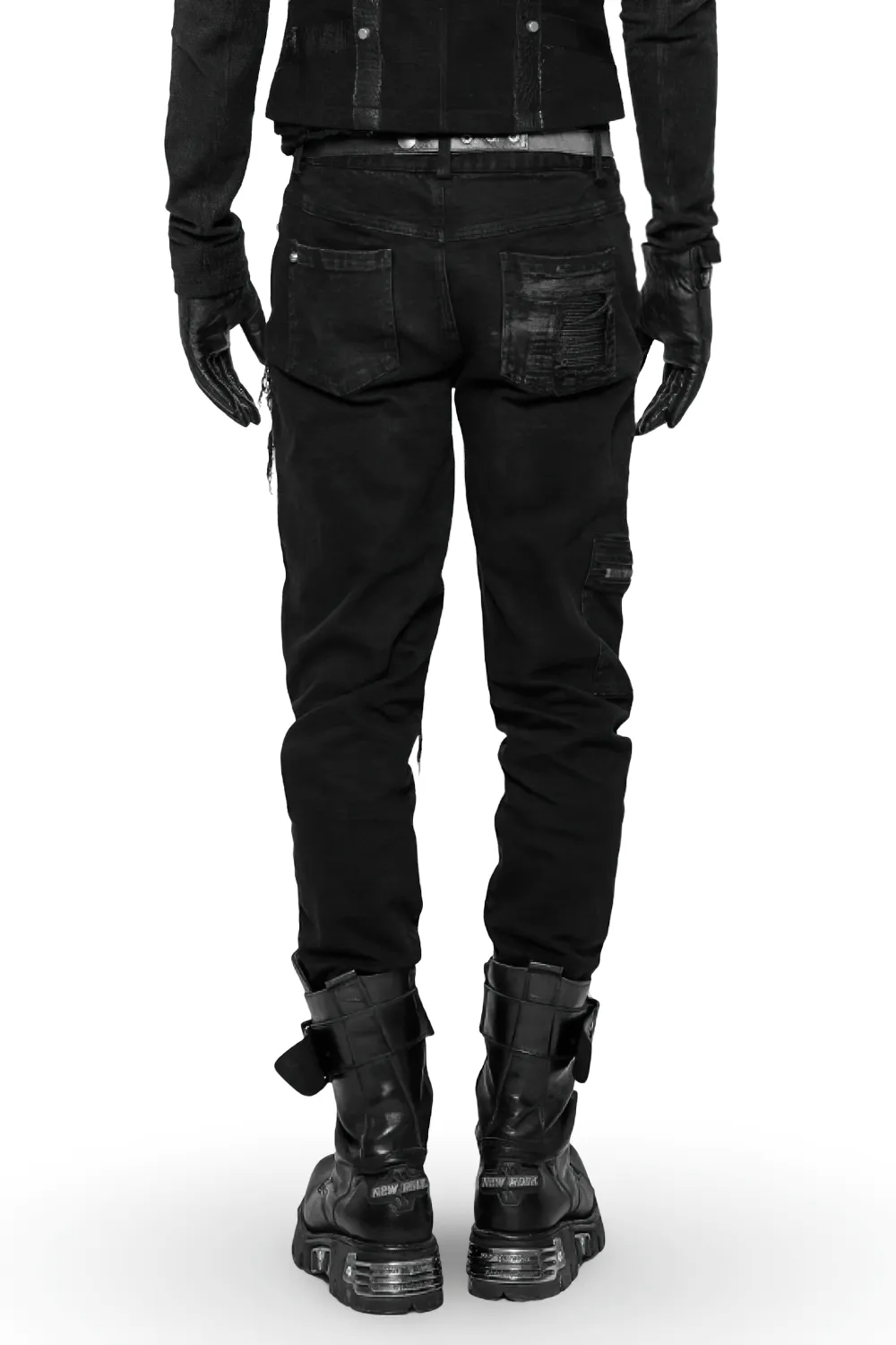 Stylish Ripped Black Cargo Pants with Zip Details