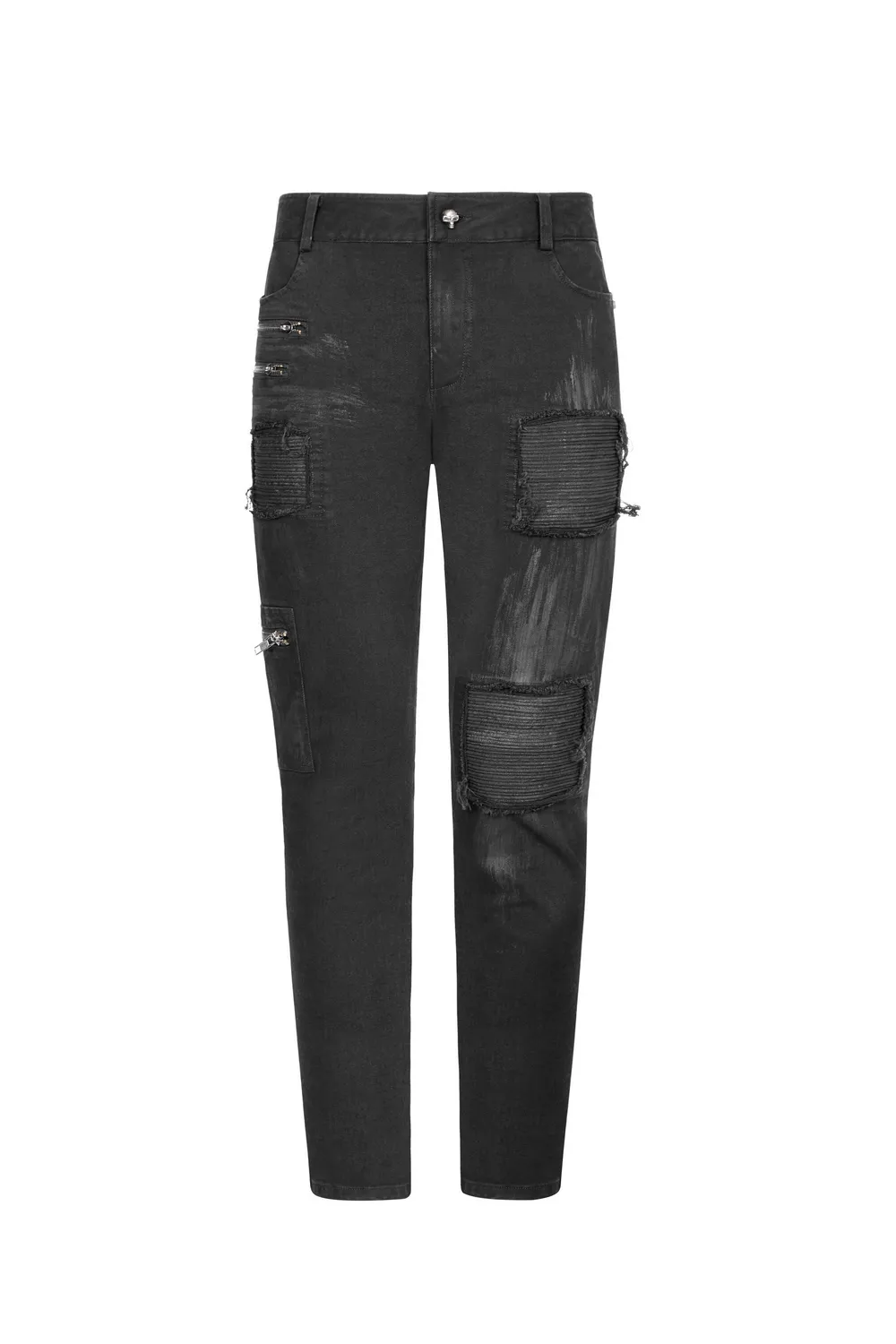 Stylish Ripped Black Cargo Pants with Zip Details