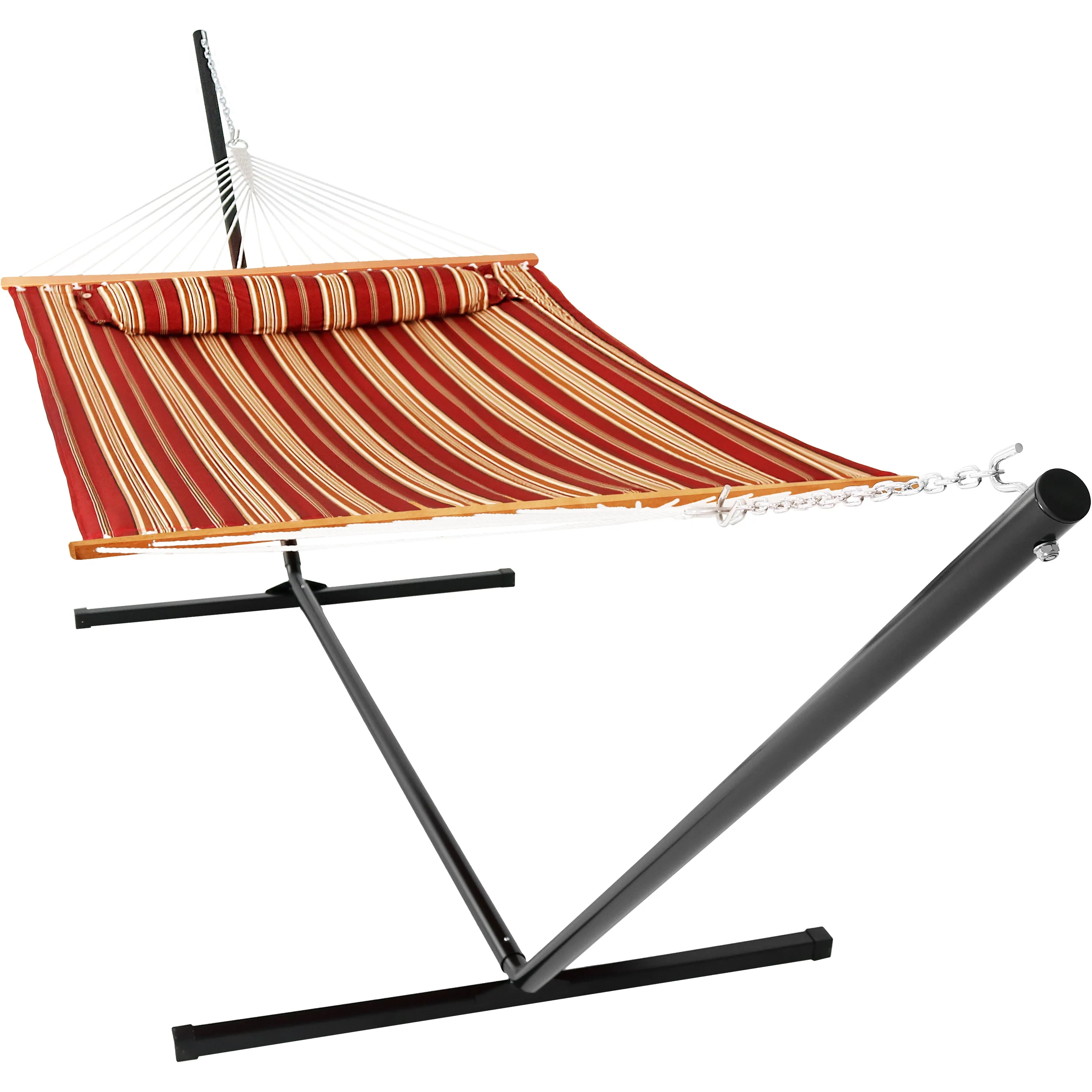 Sunnydaze 2-Person Freestanding Quilted Fabric Hammock with Stand