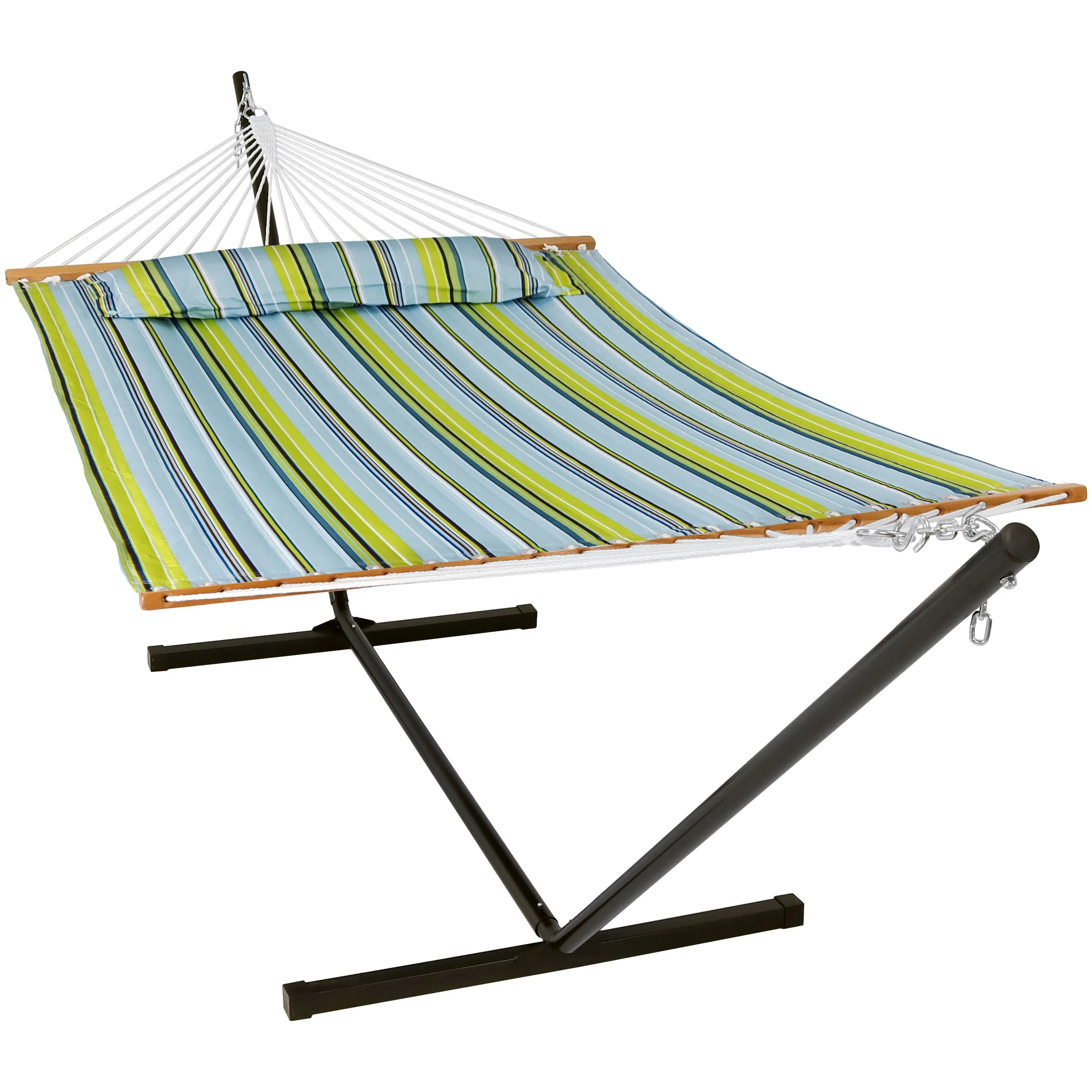 Sunnydaze 2-Person Freestanding Quilted Fabric Hammock with Stand