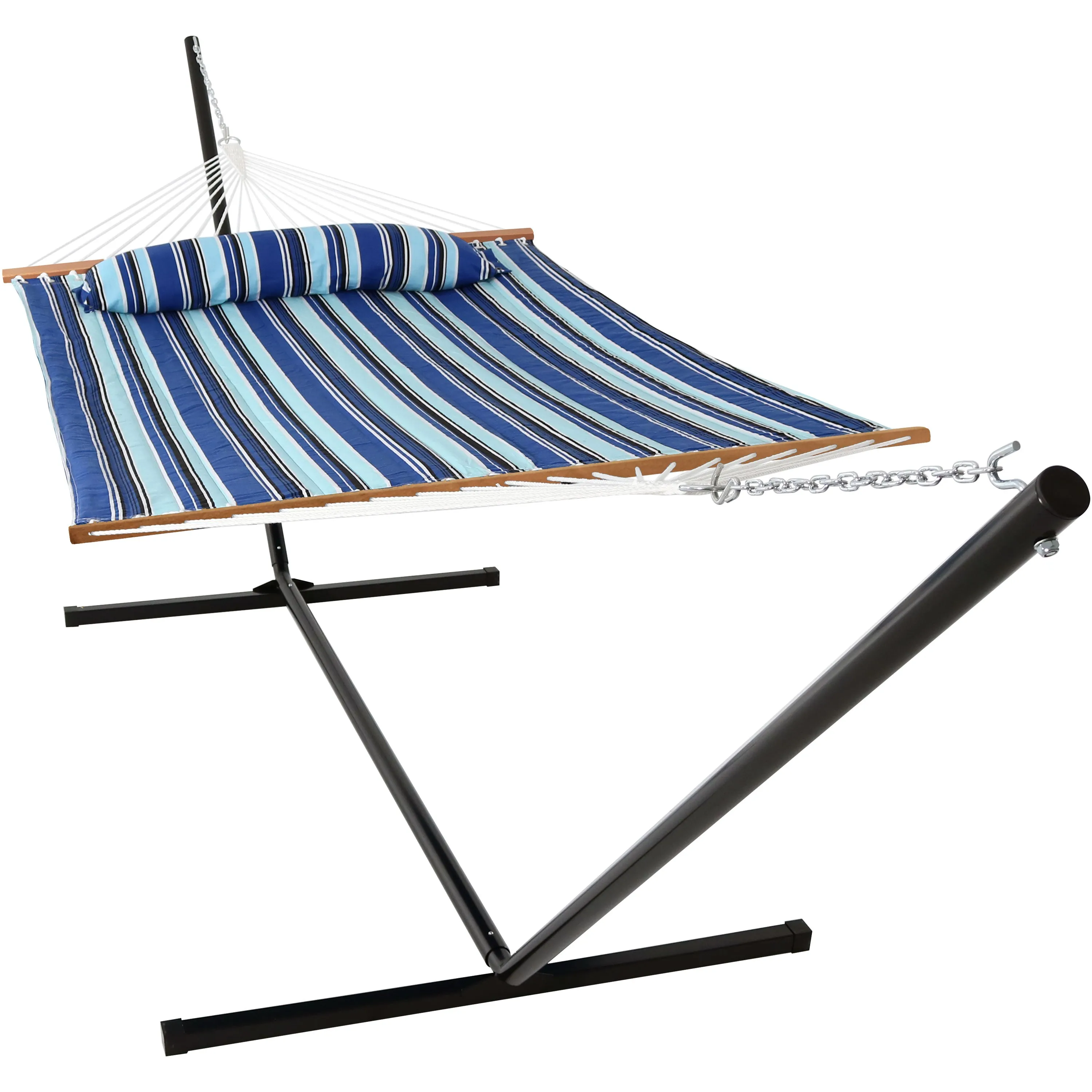 Sunnydaze 2-Person Freestanding Quilted Fabric Hammock with Stand