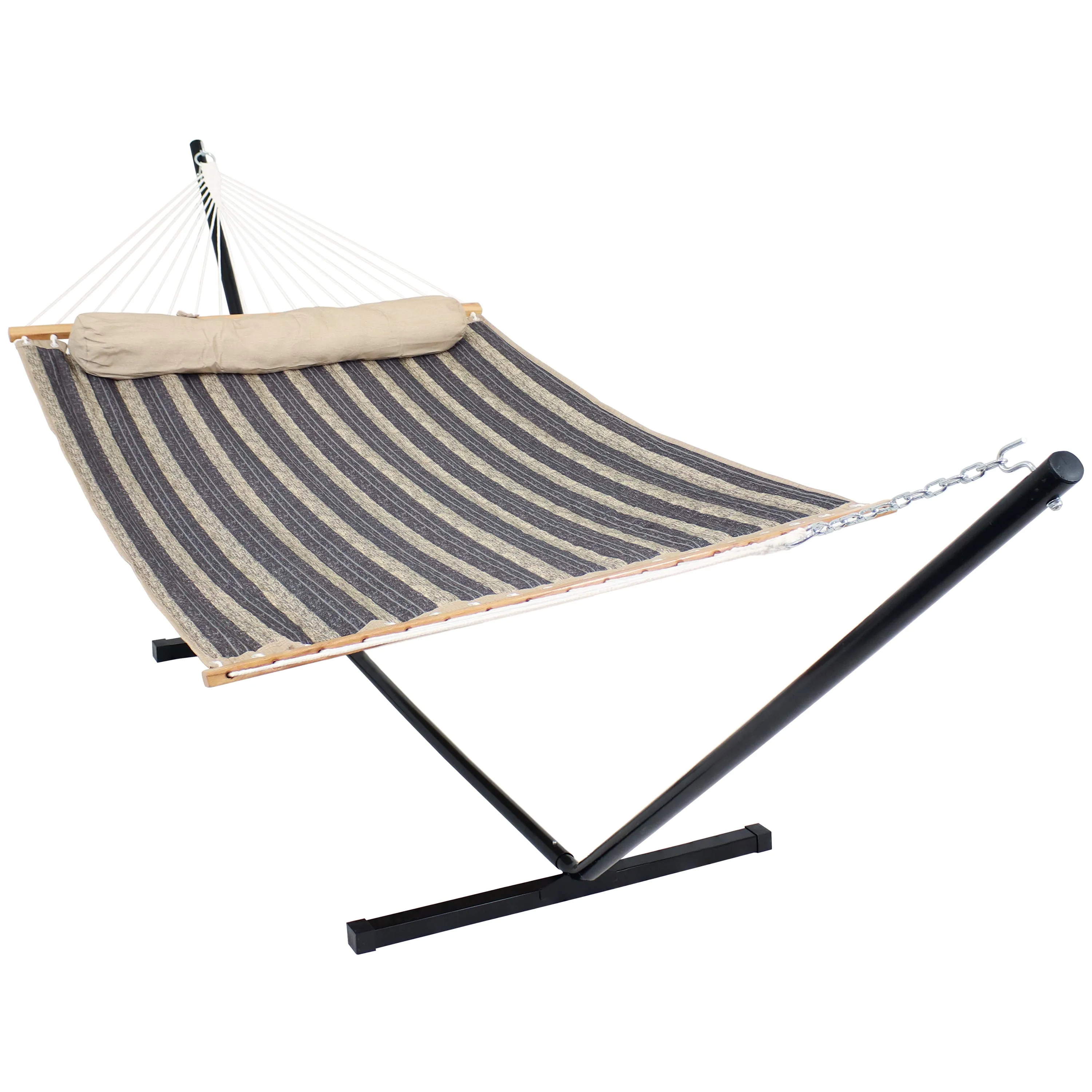 Sunnydaze 2-Person Freestanding Quilted Fabric Hammock with Stand