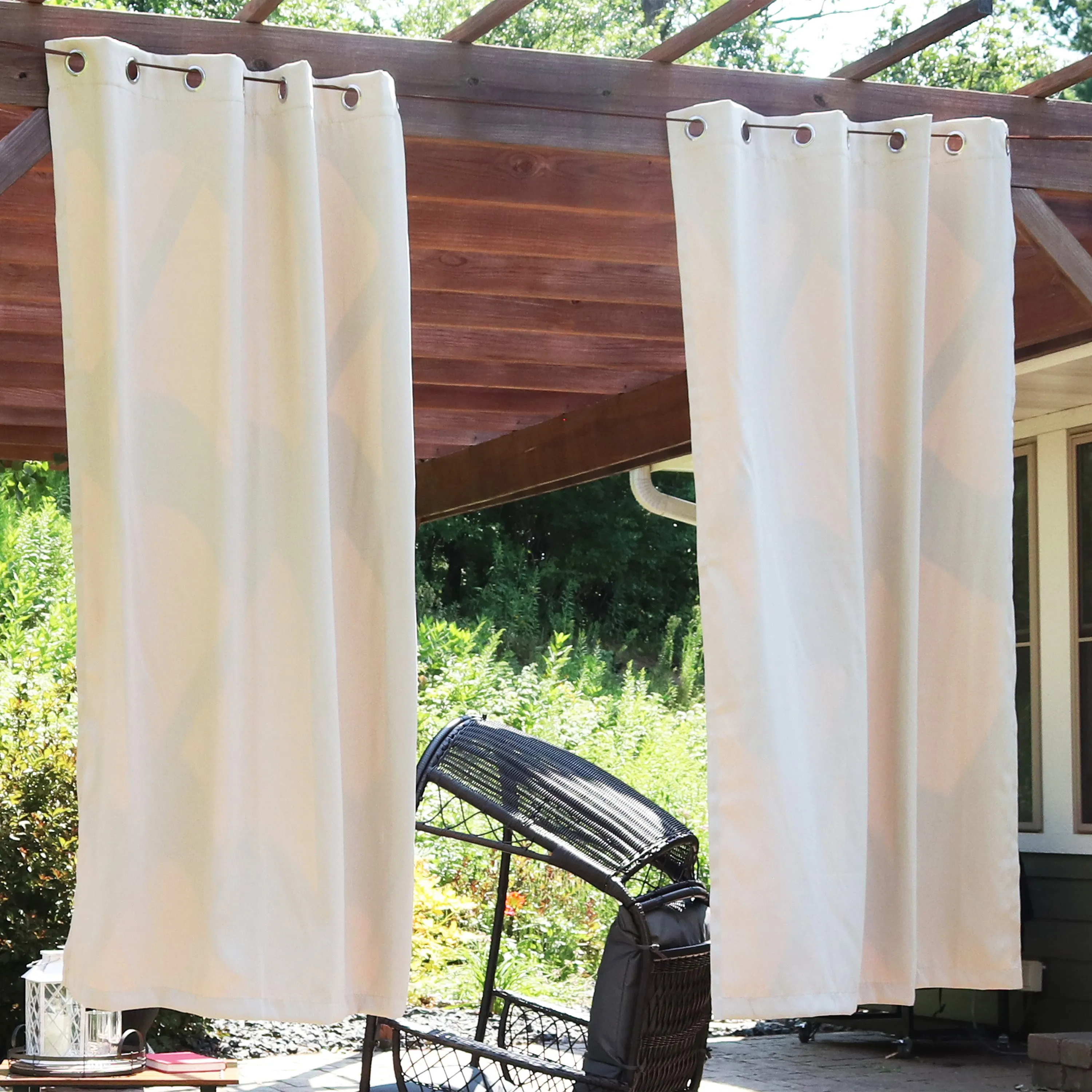 Sunnydaze Beige Outdoor Room Darkening Curtains