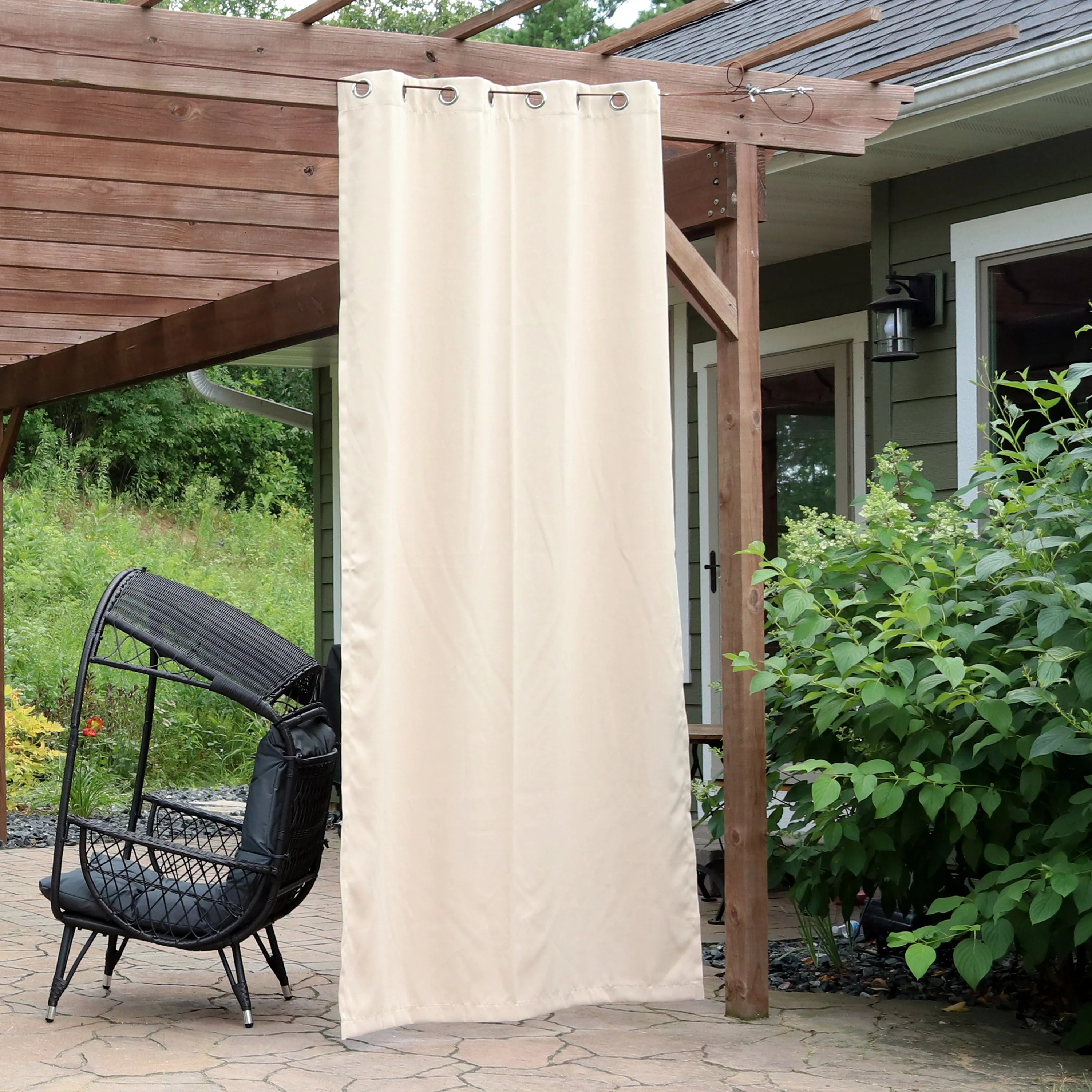 Sunnydaze Beige Outdoor Room Darkening Curtains