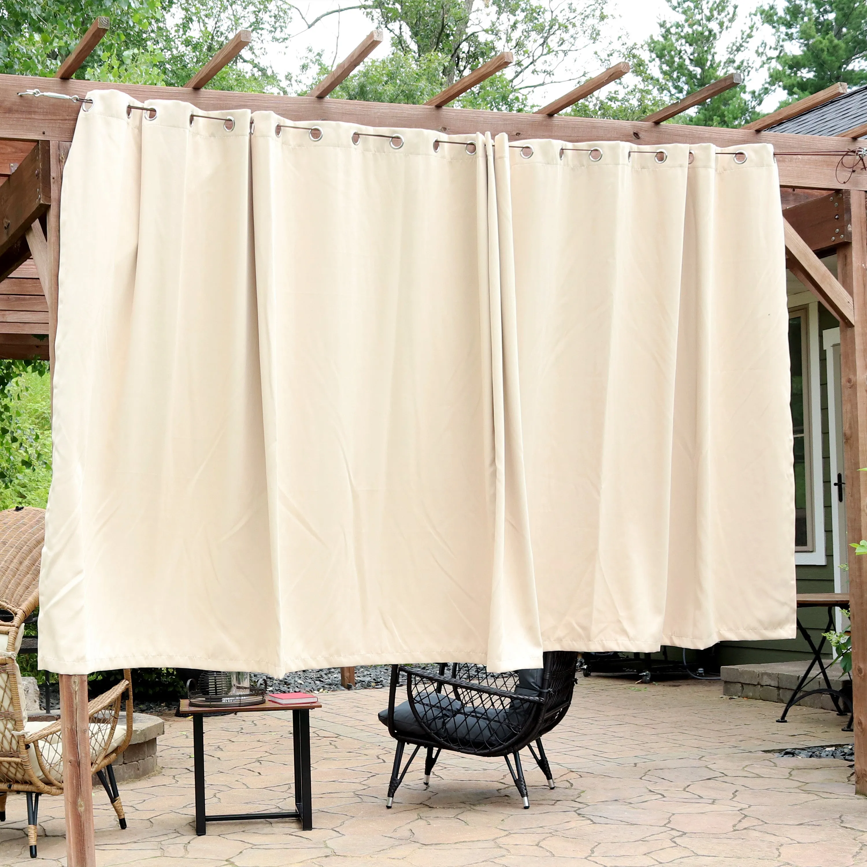 Sunnydaze Beige Outdoor Room Darkening Curtains