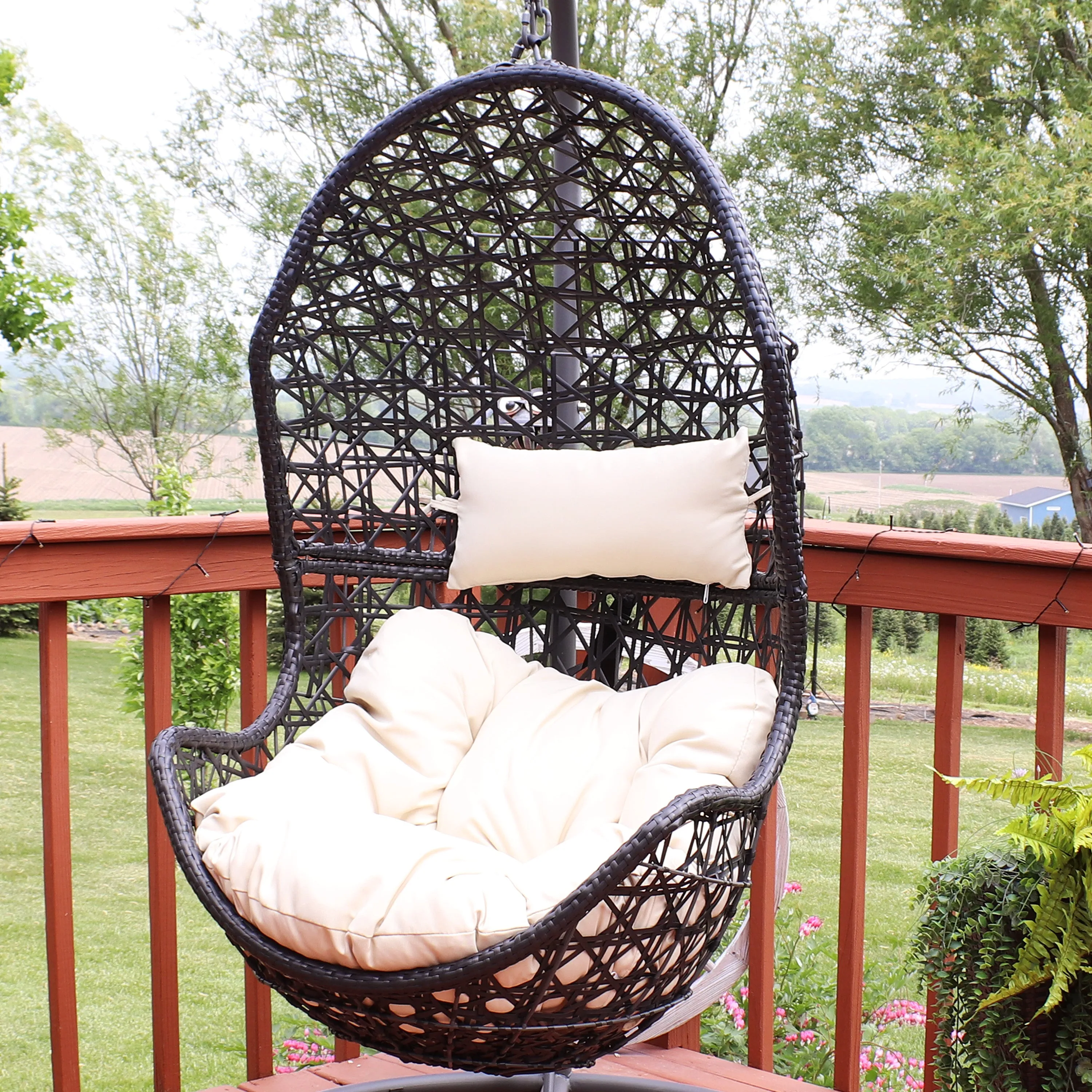 Sunnydaze Cordelia Outdoor Hanging Egg Chair with Cushion