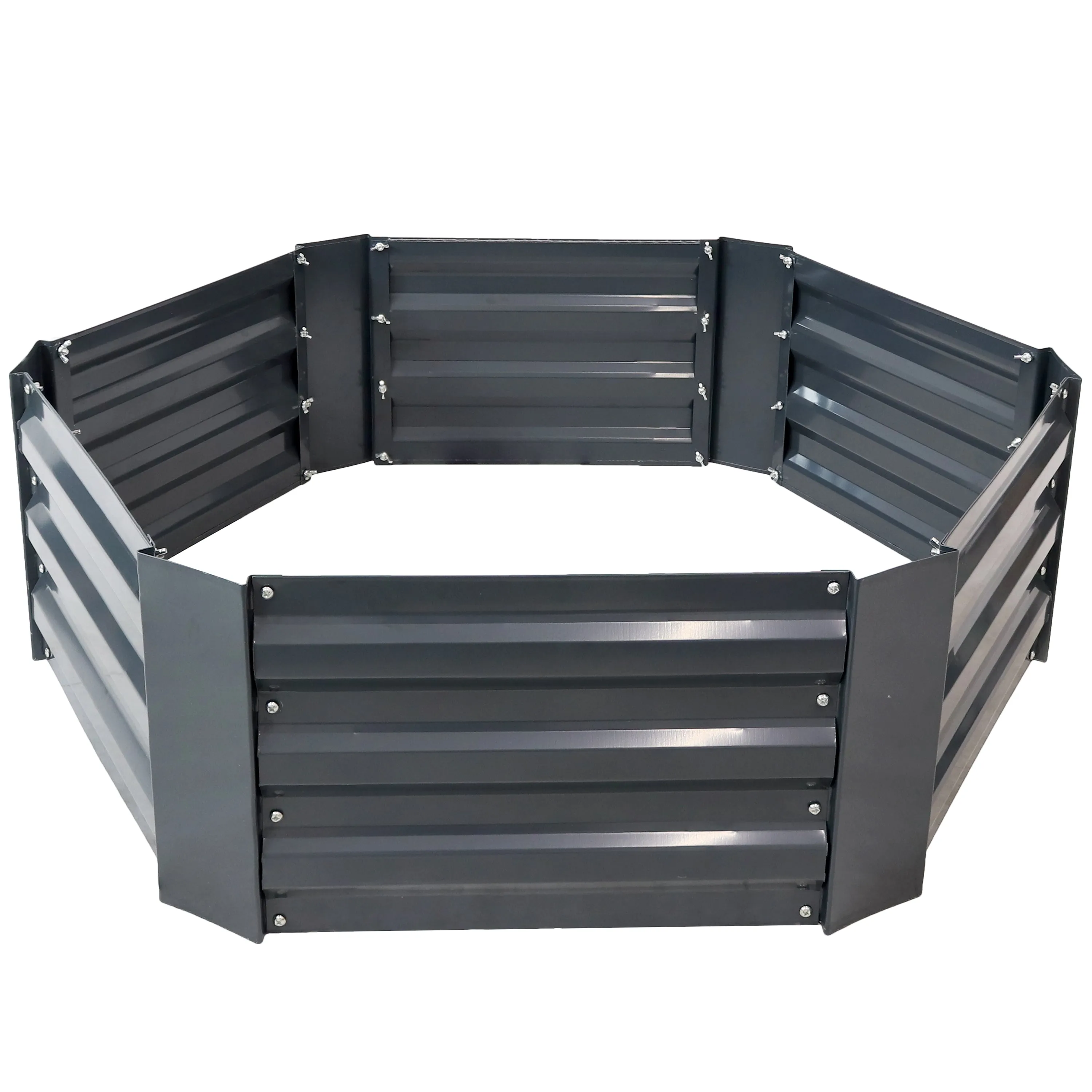 Sunnydaze Galvanized Steel Raised Garden Bed - Hexagon - 40.5"