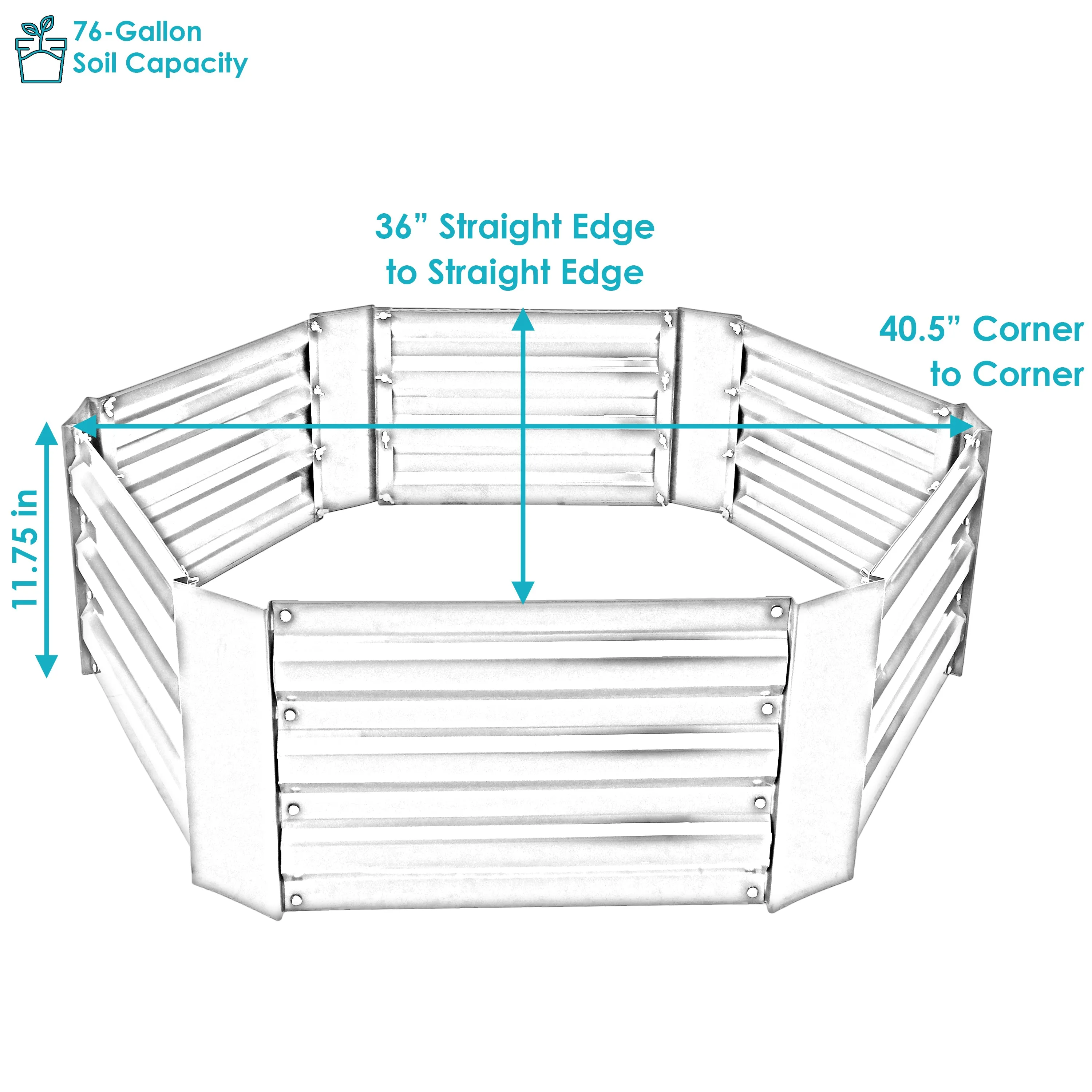 Sunnydaze Galvanized Steel Raised Garden Bed - Hexagon - 40.5"