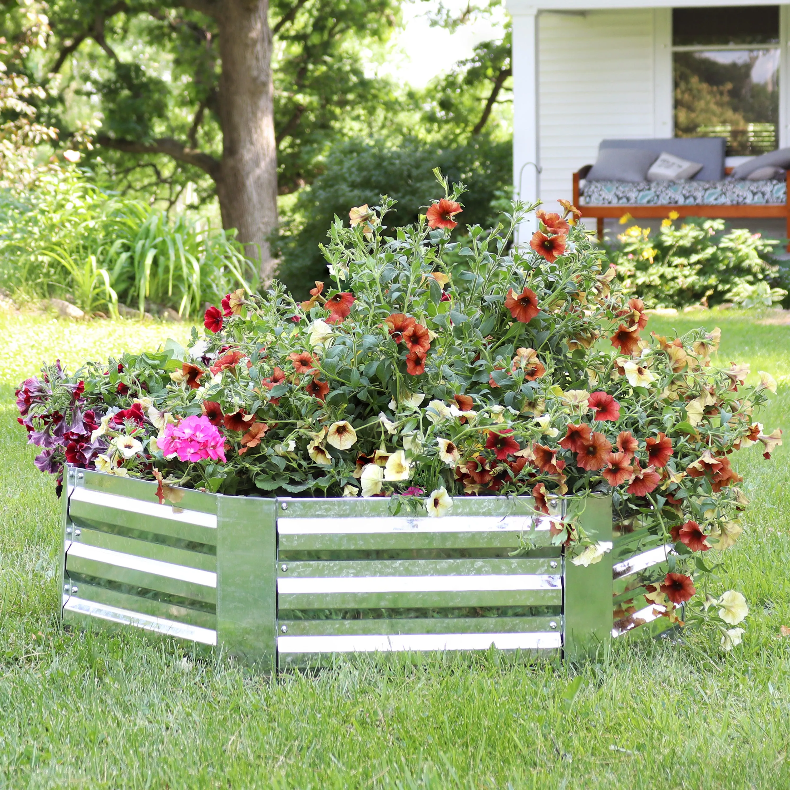 Sunnydaze Galvanized Steel Raised Garden Bed - Hexagon - 40.5"