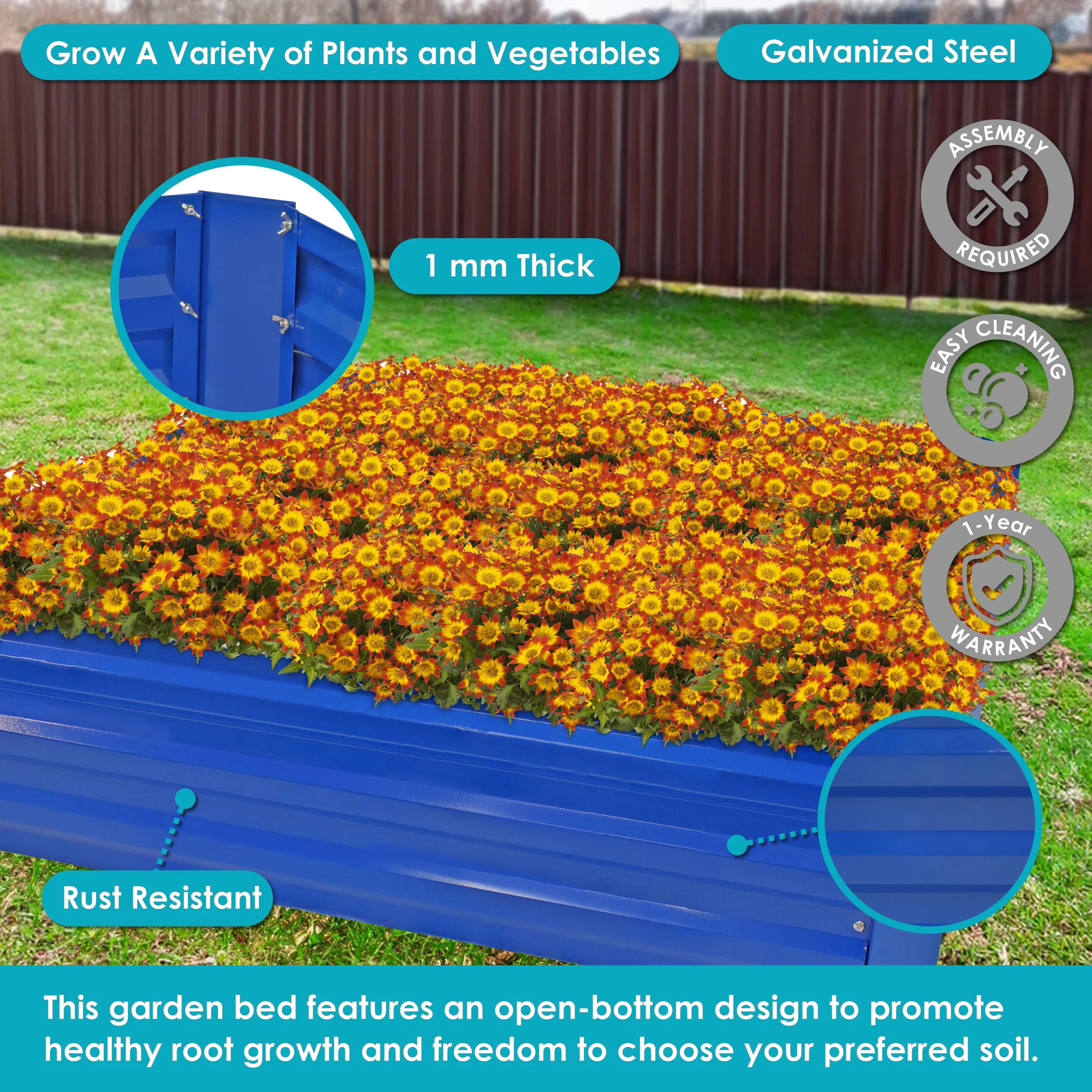 Sunnydaze Galvanized Steel Raised Garden Bed