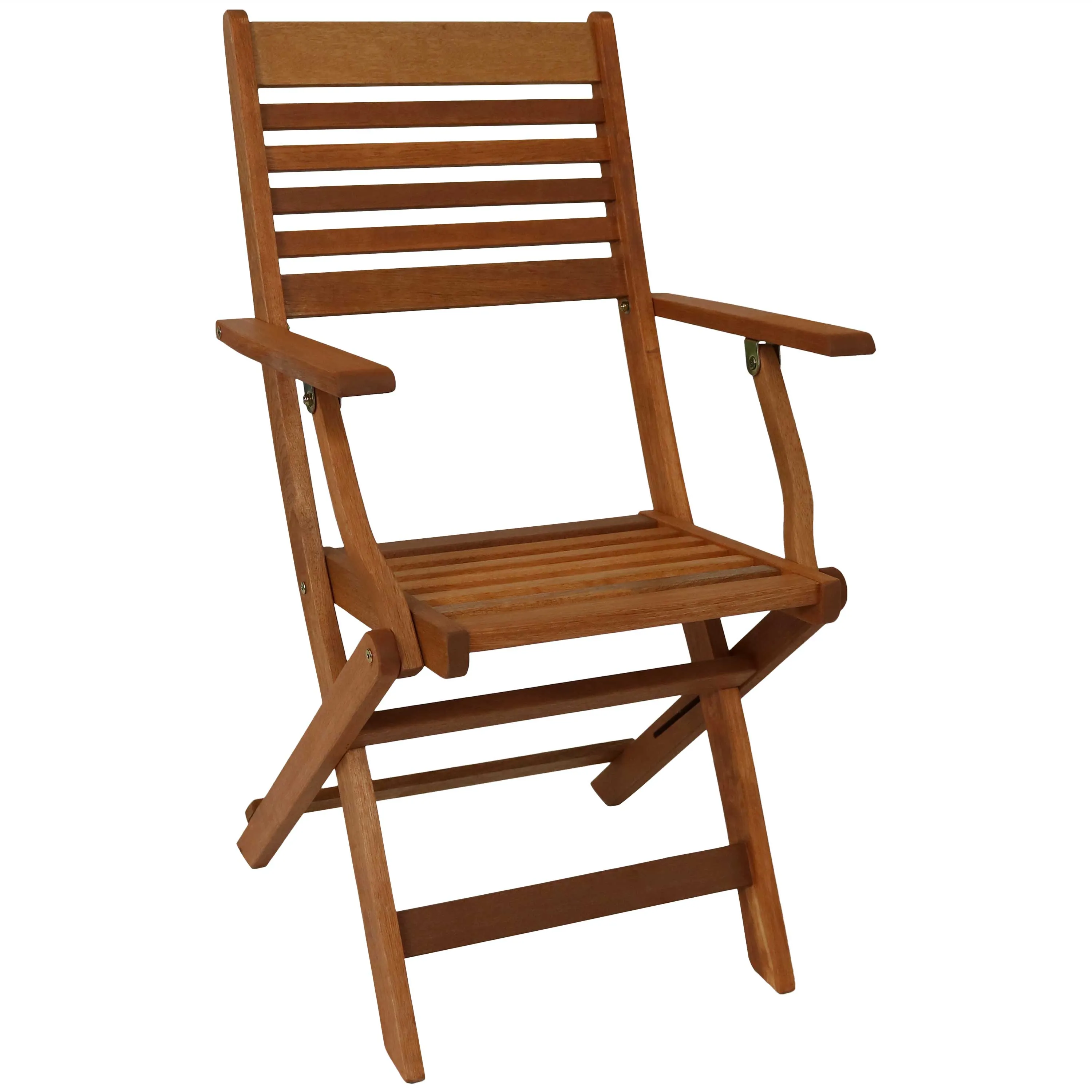 Sunnydaze Meranti Wood Outdoor Folding Patio Armchairs - Set of 2