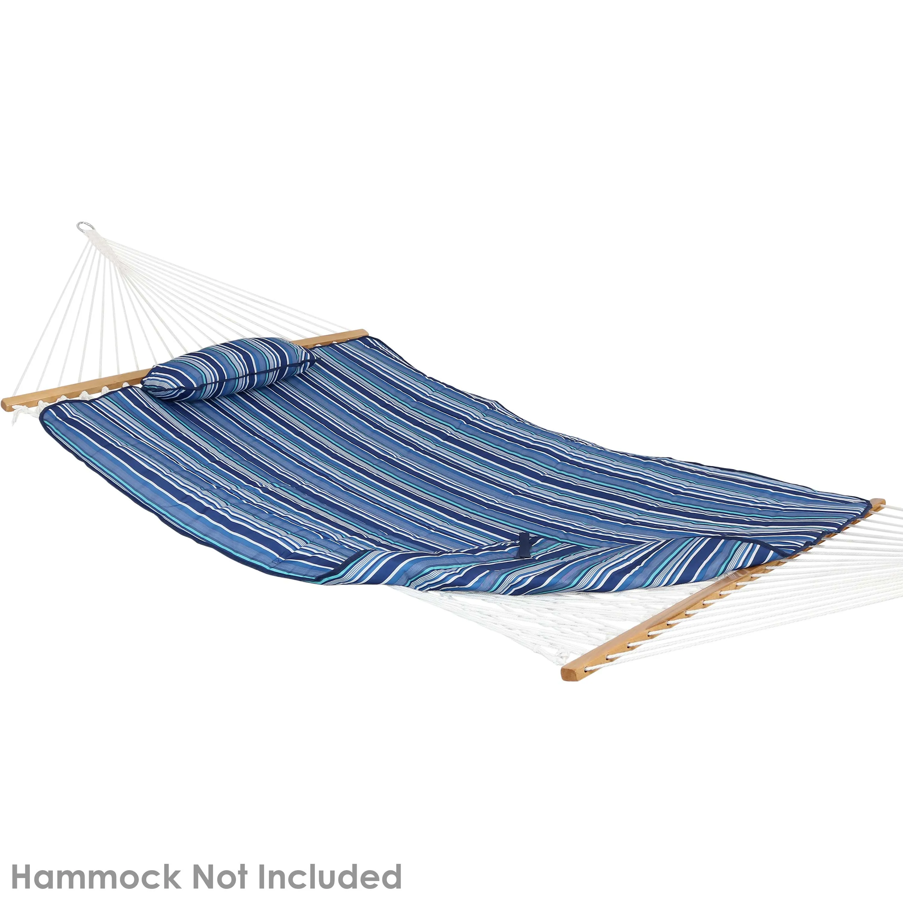 Sunnydaze Polyester Quilted Hammock Pad and Pillow with Modern Pattern - Breakwater Stripe