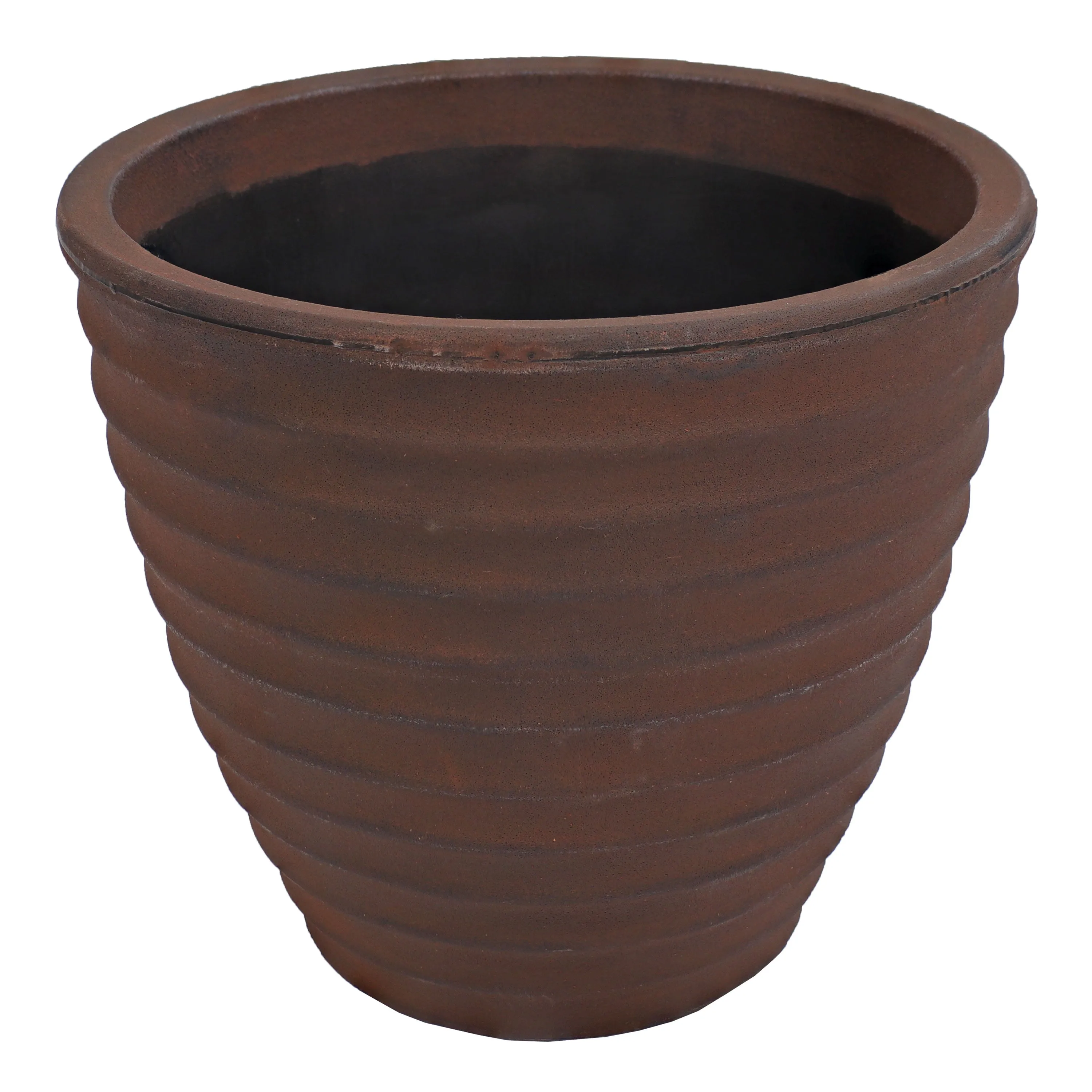 Sunnydaze Polyresin Ribbed Outdoor Plant Pot - Rust