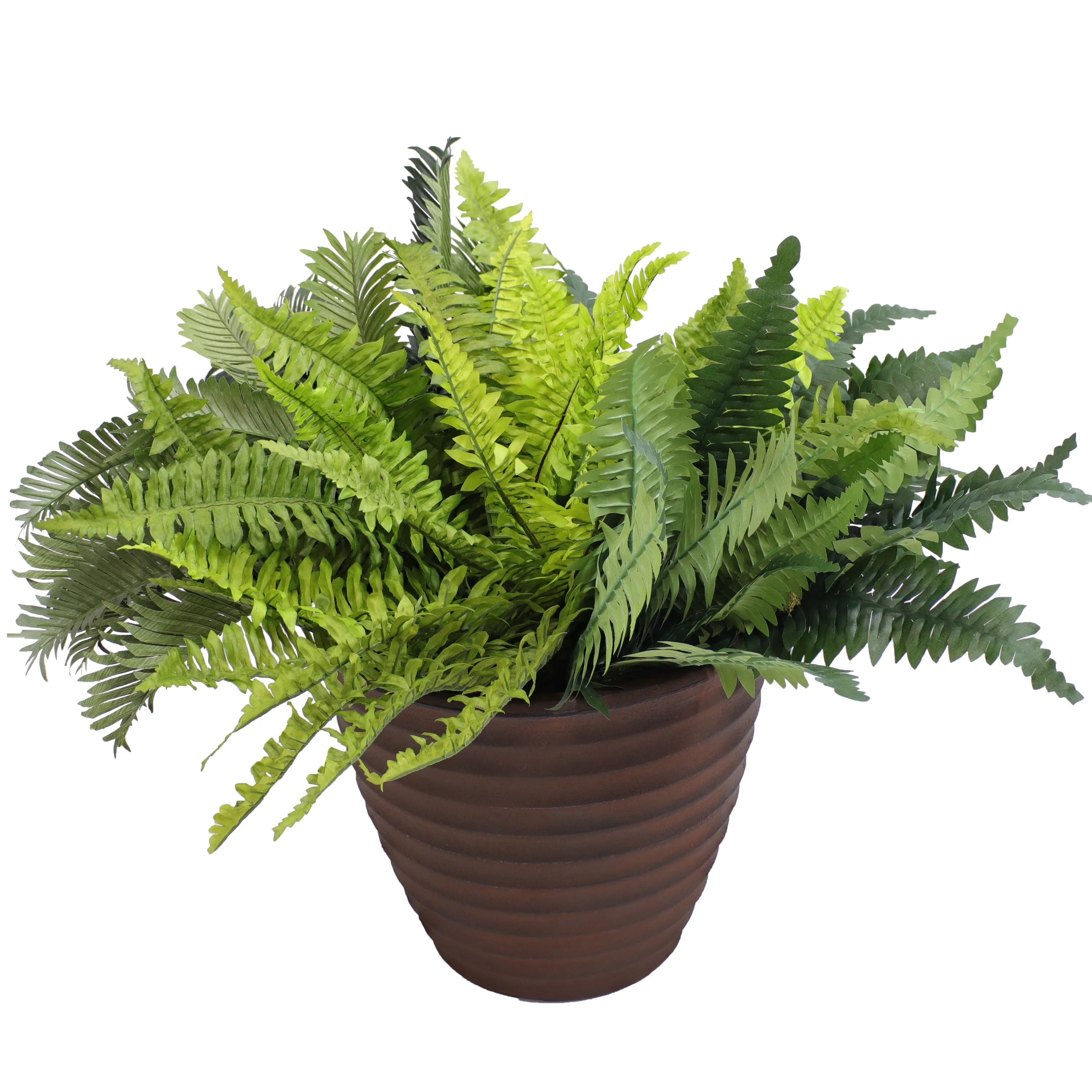 Sunnydaze Polyresin Ribbed Outdoor Plant Pot - Rust