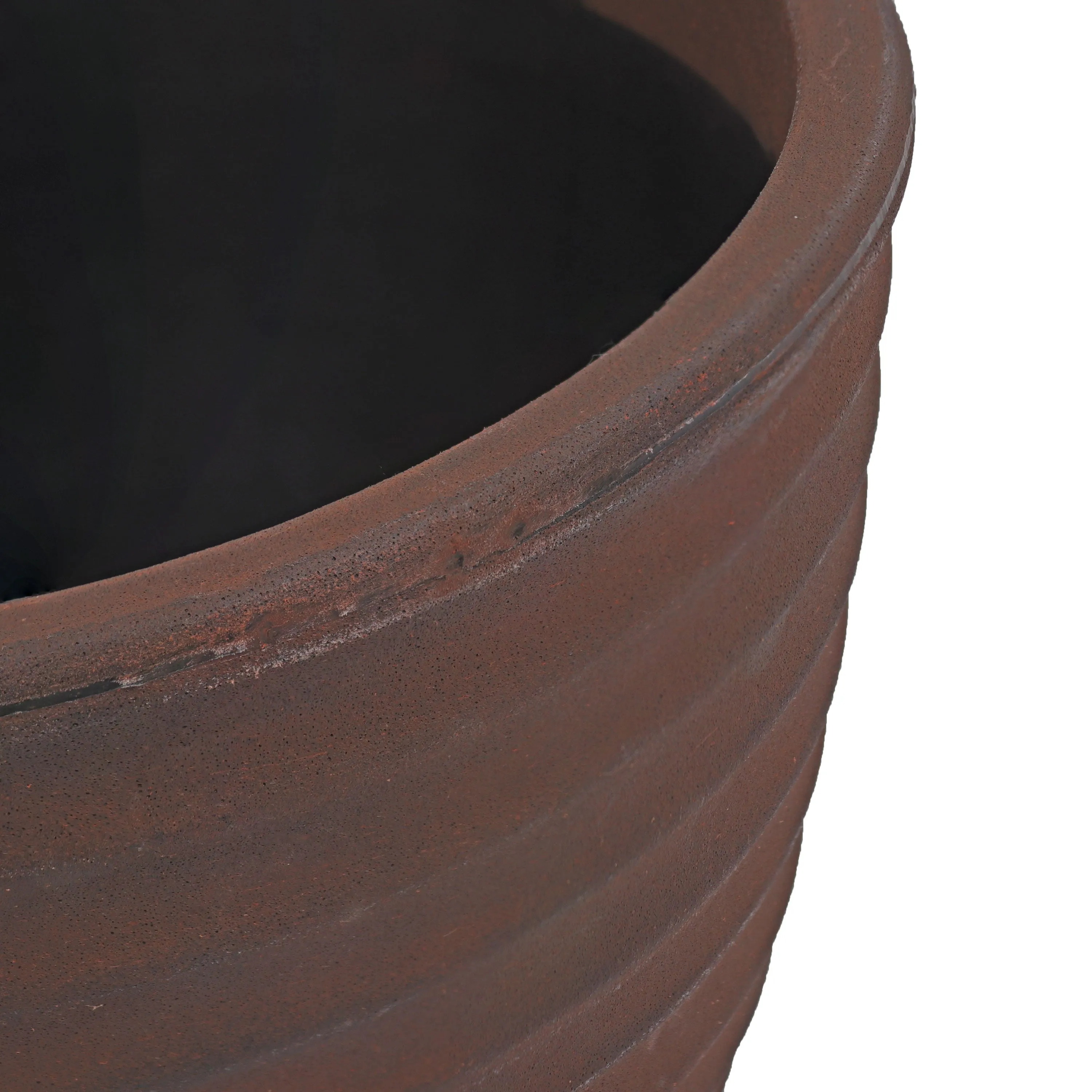 Sunnydaze Polyresin Ribbed Outdoor Plant Pot - Rust