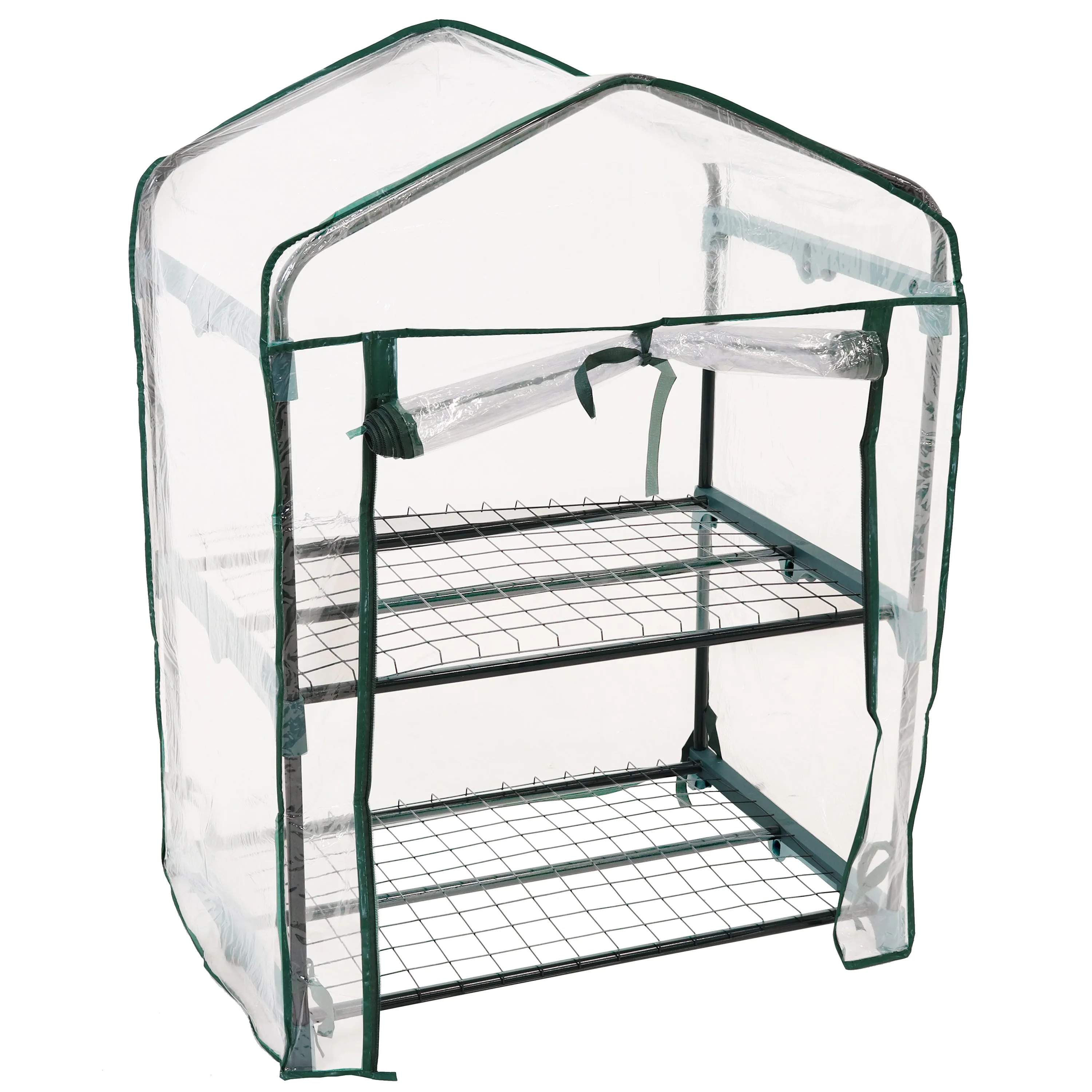 Sunnydaze Portable 2-Tier Mini Greenhouse for Outdoors - Clear