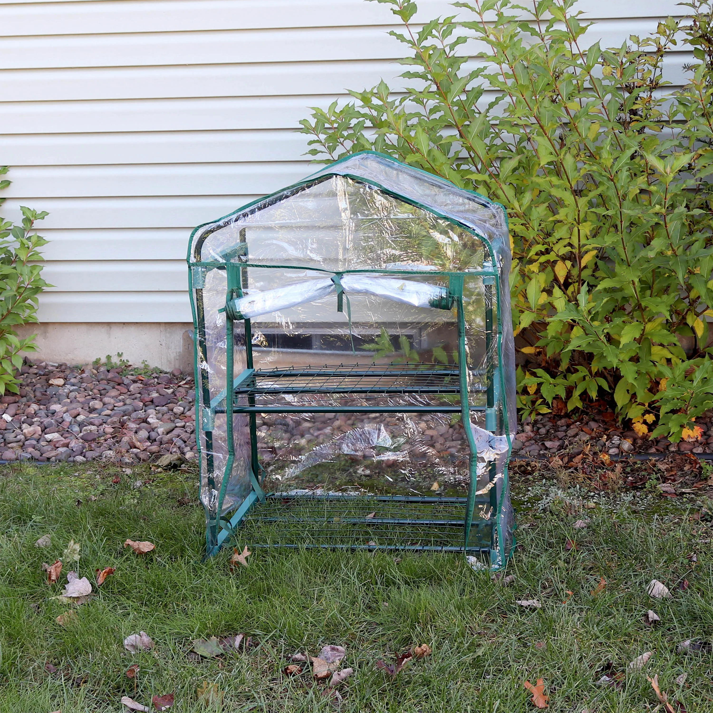 Sunnydaze Portable 2-Tier Mini Greenhouse for Outdoors - Clear