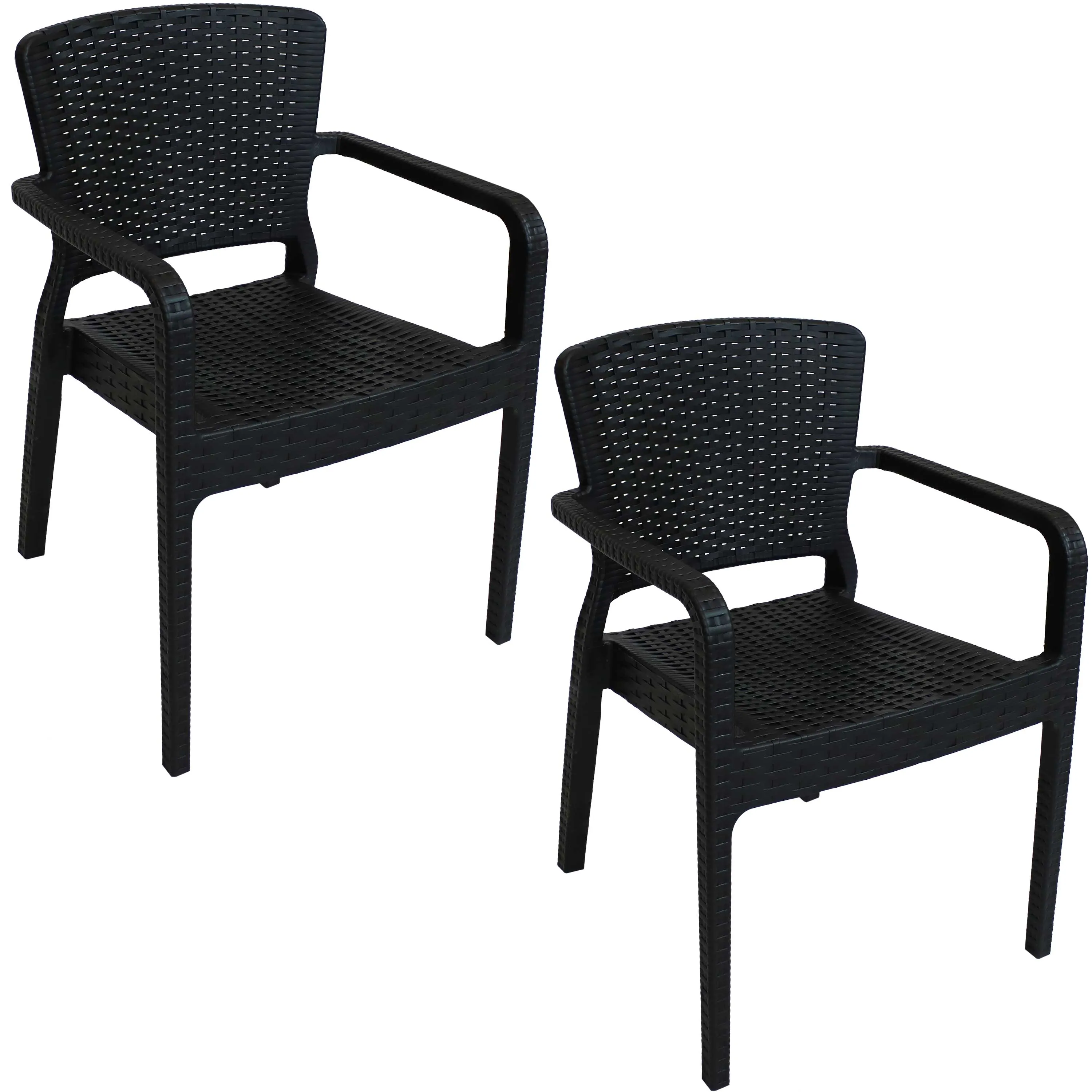 Sunnydaze Segonia All-Weather Plastic Stackable Dining Armchair - Black