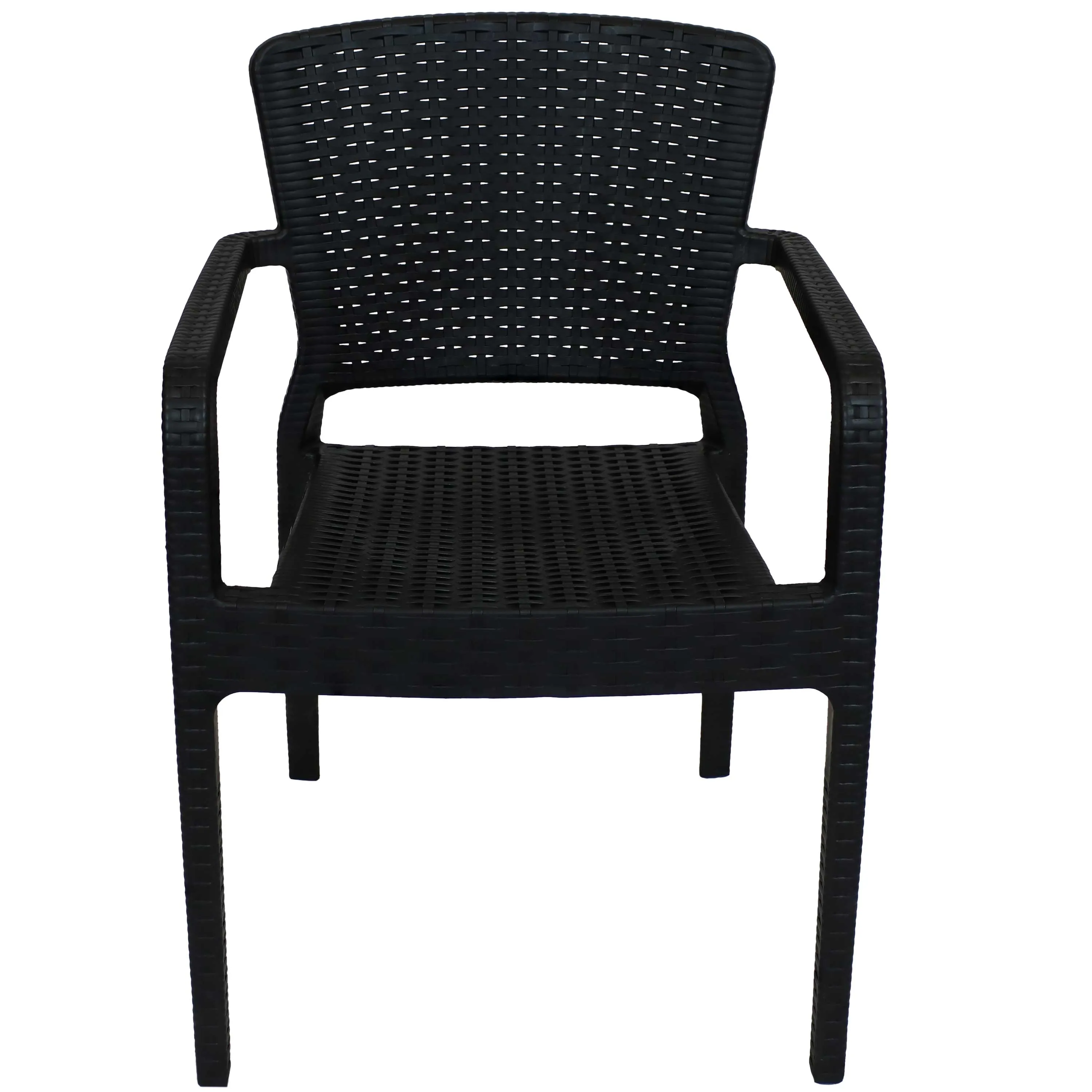 Sunnydaze Segonia All-Weather Plastic Stackable Dining Armchair - Black