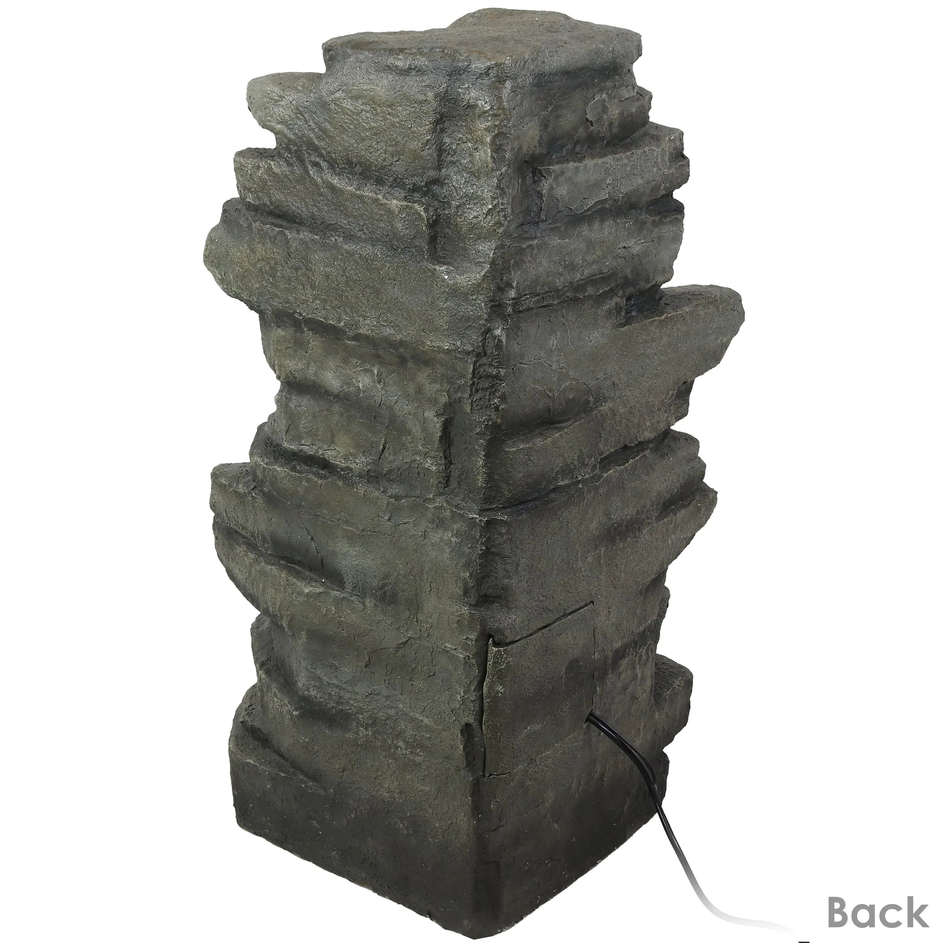 Sunnydaze Stacked Shale Outdoor Rock Waterfall Fountain with LED Lights - 38"