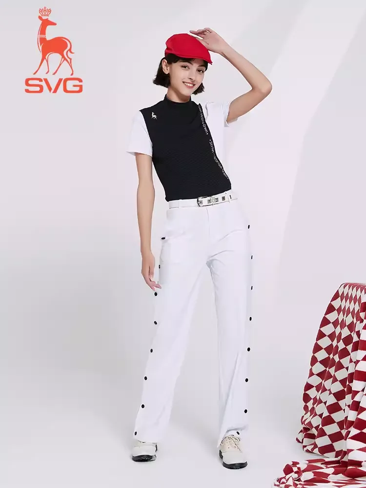 SVG Golf Classic Pure White High Waist Wide Leg Pants