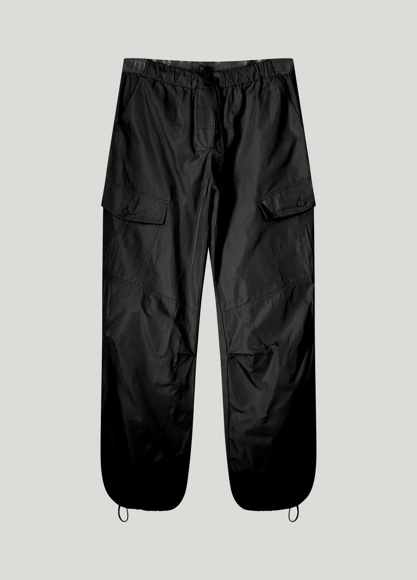 Taffeta Cargo Trousers in Black