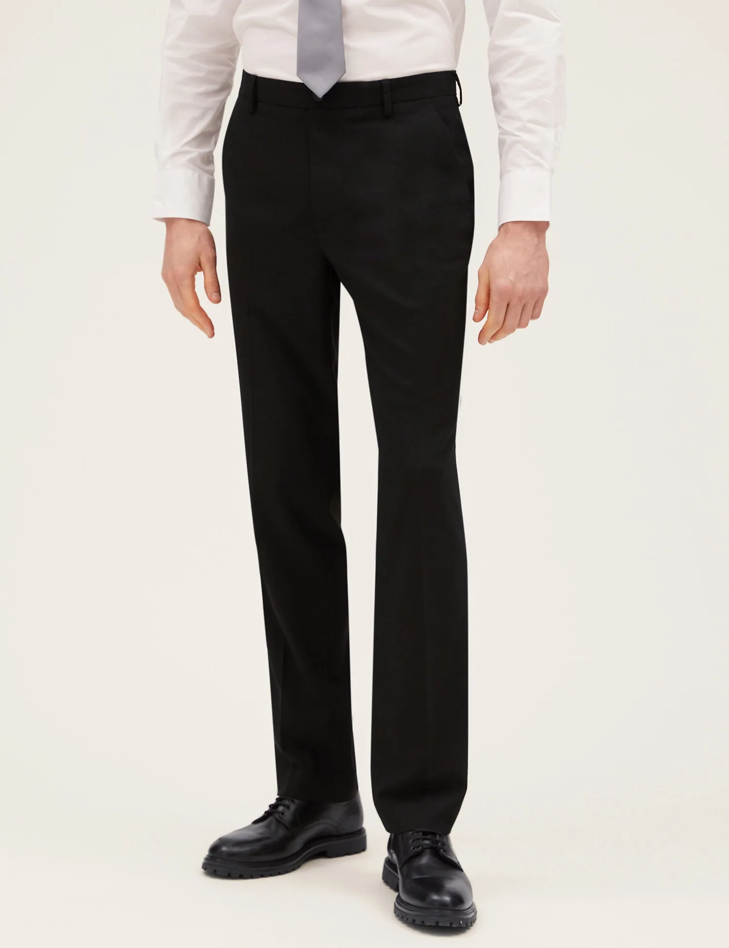 Tailored Fit Flat Front Stretch Trousers