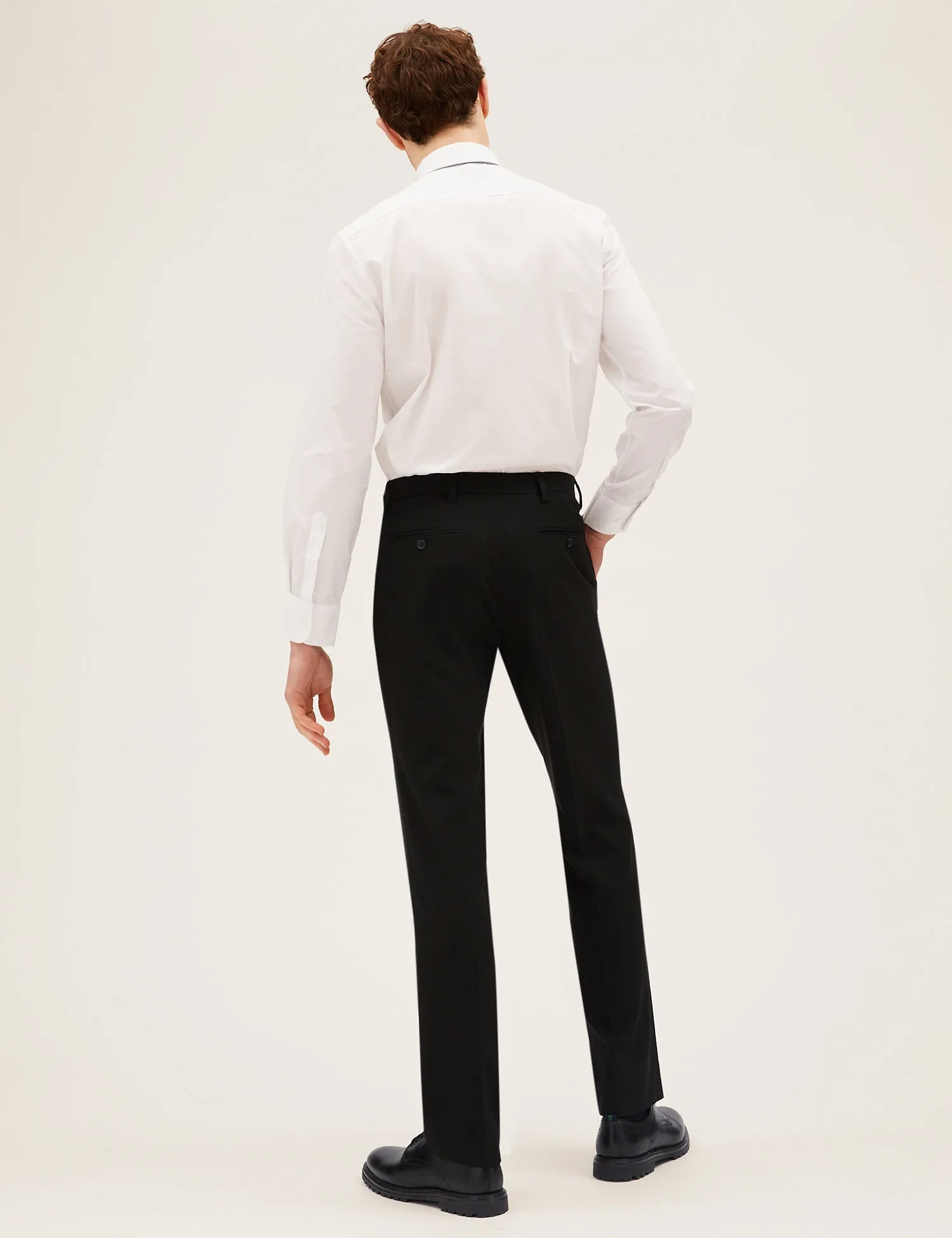 Tailored Fit Flat Front Stretch Trousers