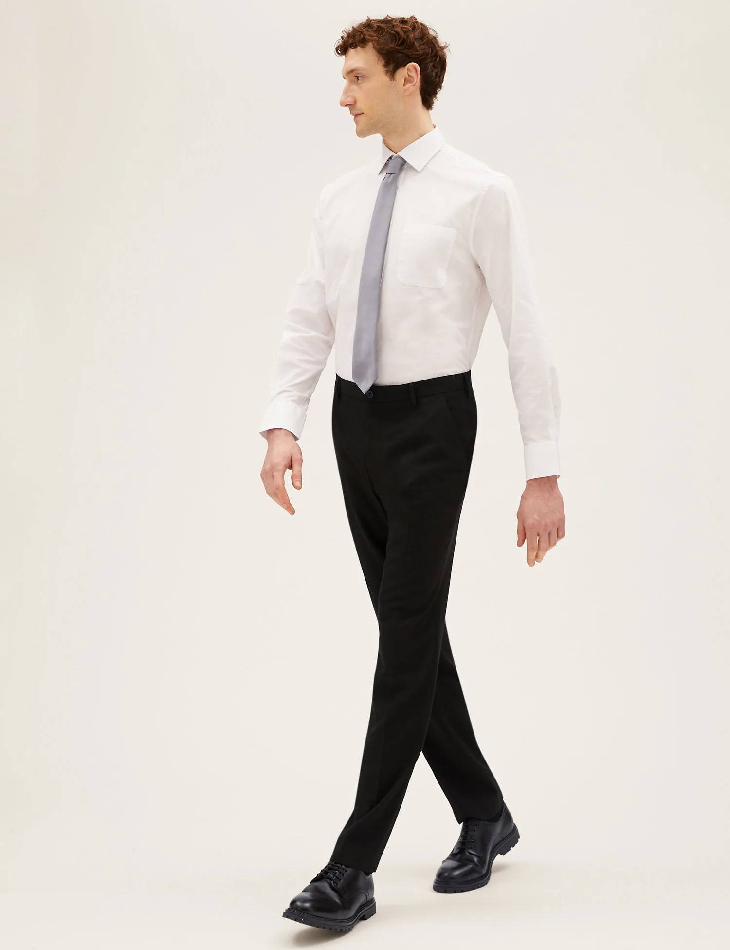 Tailored Fit Flat Front Stretch Trousers