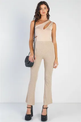 Tan Waffle Knit High Waist Flare Pants /3-2-1