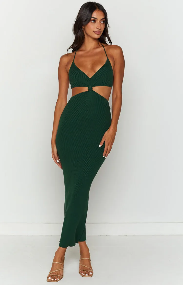 Taya Green Lace Up Maxi Knit Dress