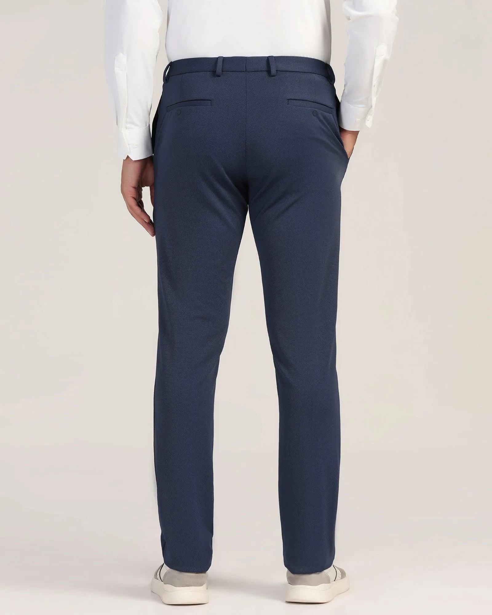 TechPro Super Slim Phoenix Formal Navy Textured Trouser - Meteor