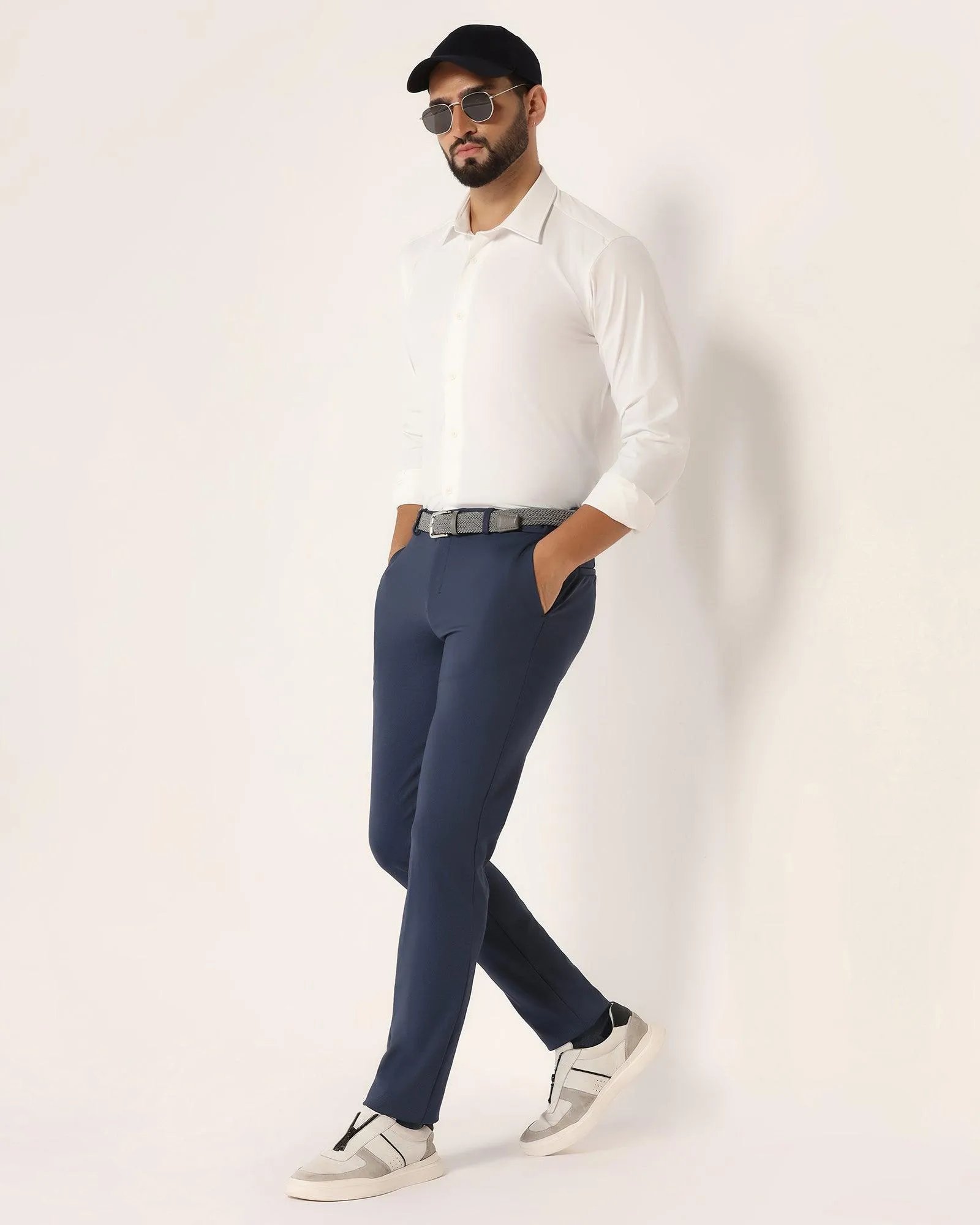 TechPro Super Slim Phoenix Formal Navy Textured Trouser - Meteor