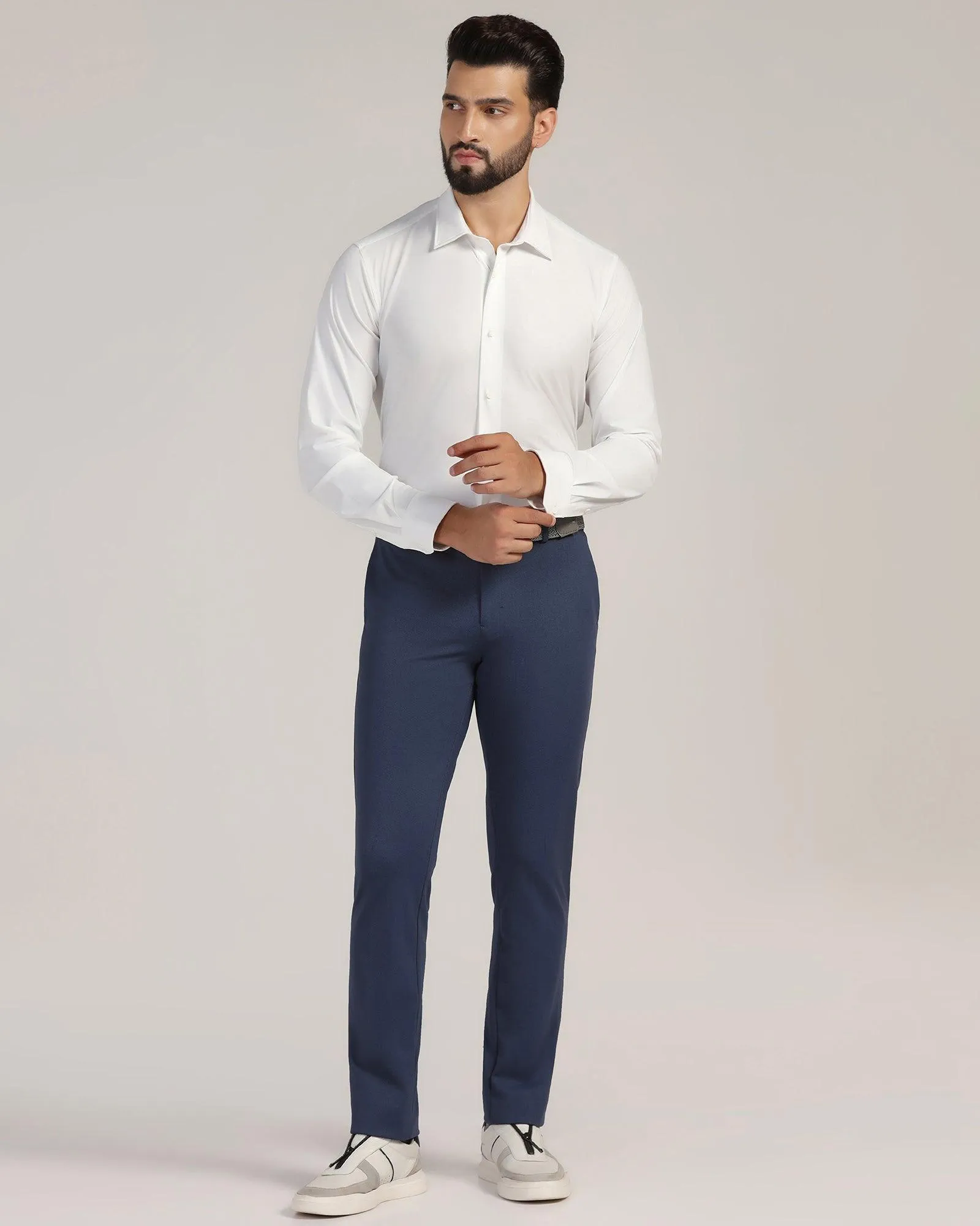 TechPro Super Slim Phoenix Formal Navy Textured Trouser - Meteor