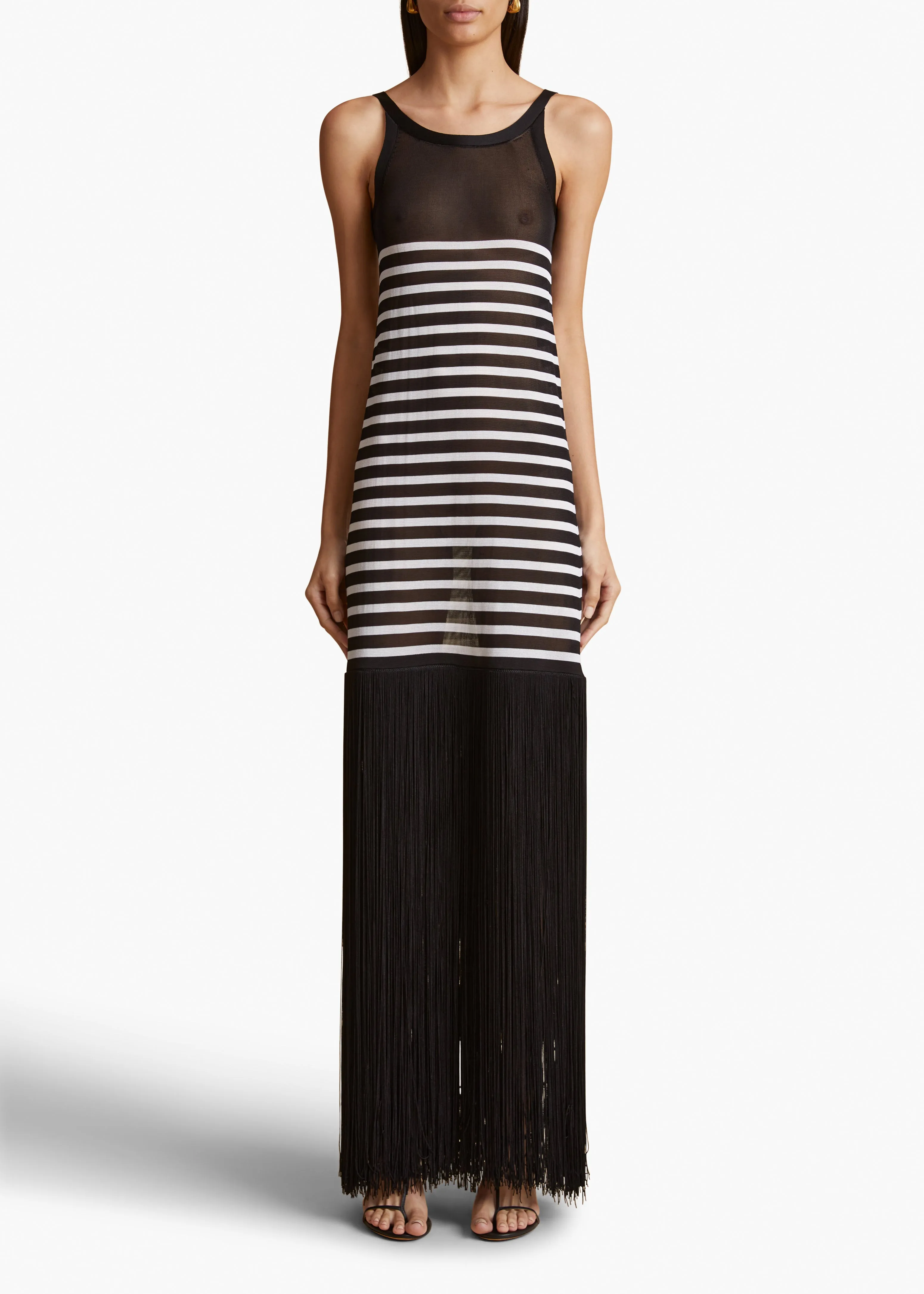 Tenysi Dress in Black and Glaze Stripe