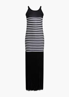 Tenysi Dress in Black and Glaze Stripe