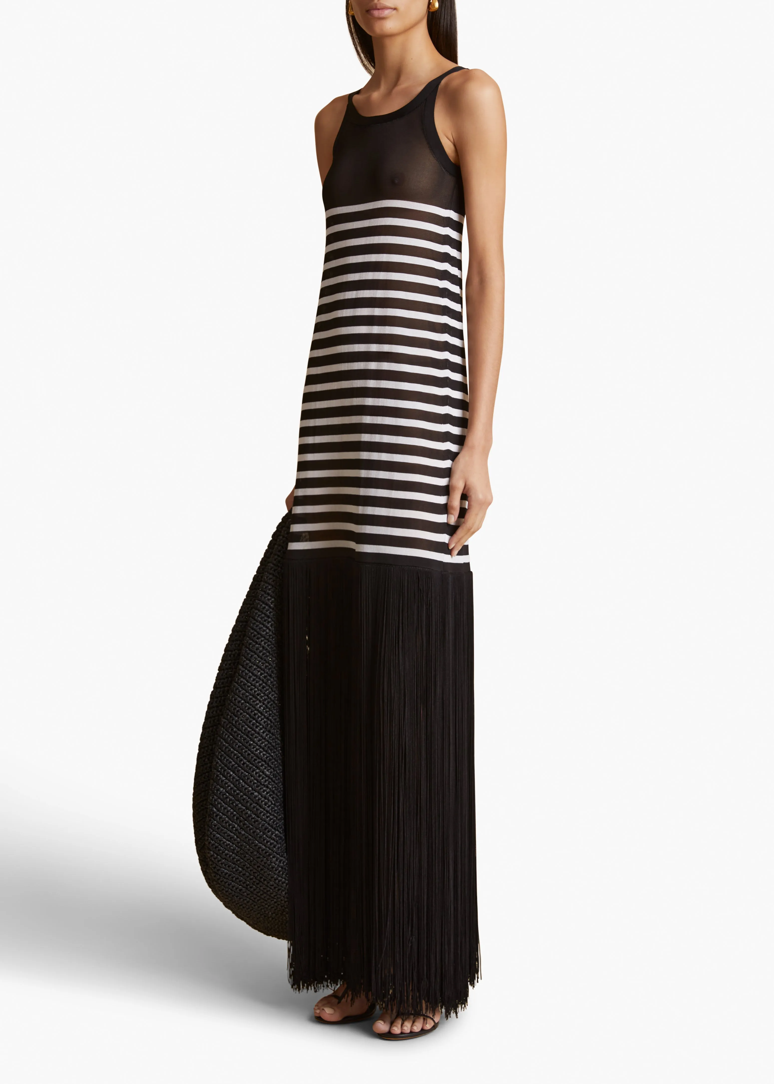 Tenysi Dress in Black and Glaze Stripe