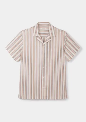 Terracotta Stripe Cotton Cuban Shirt