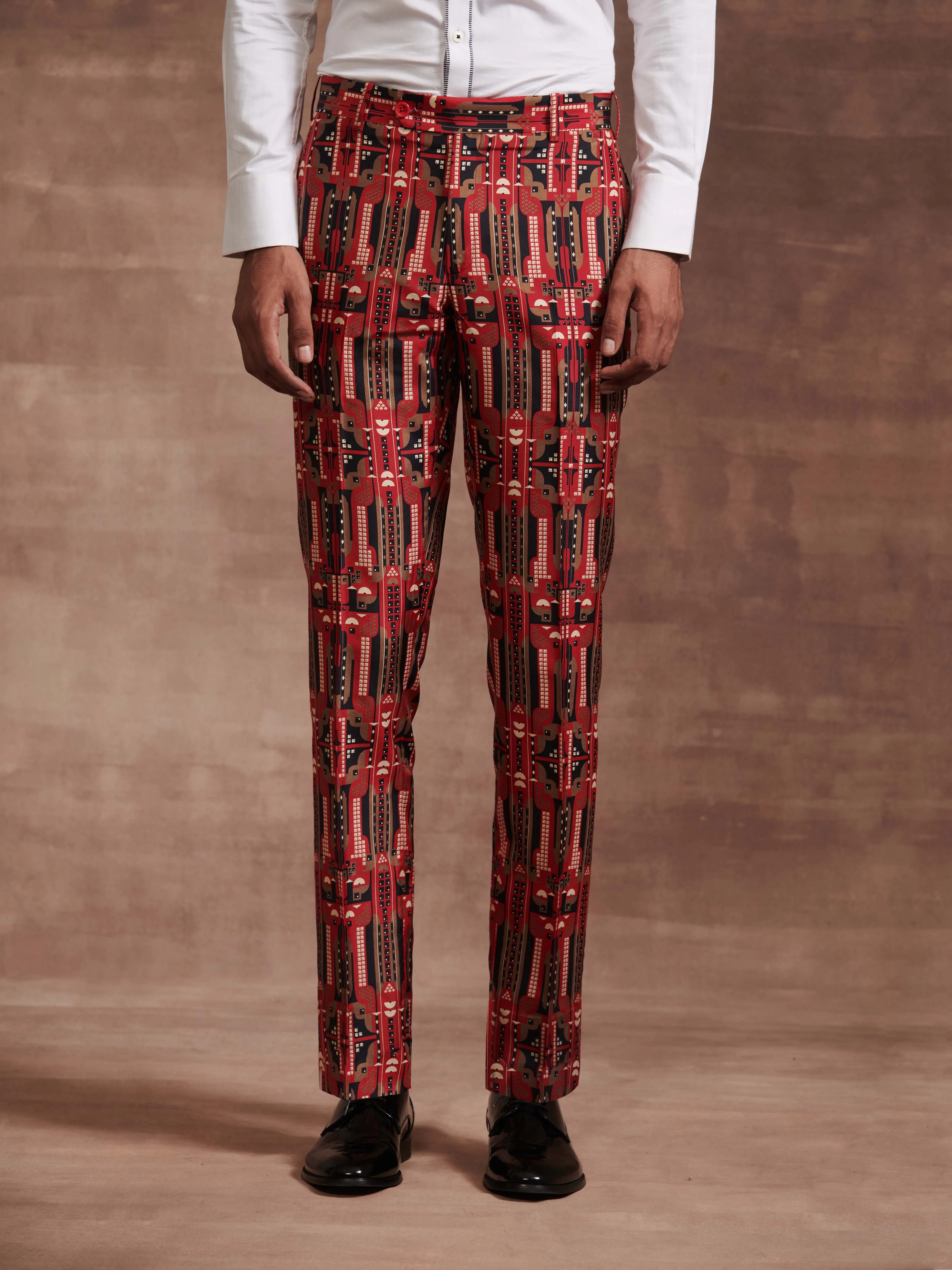 THE ART NOUVEAU PRINTED SILK TAPERED TROUSER