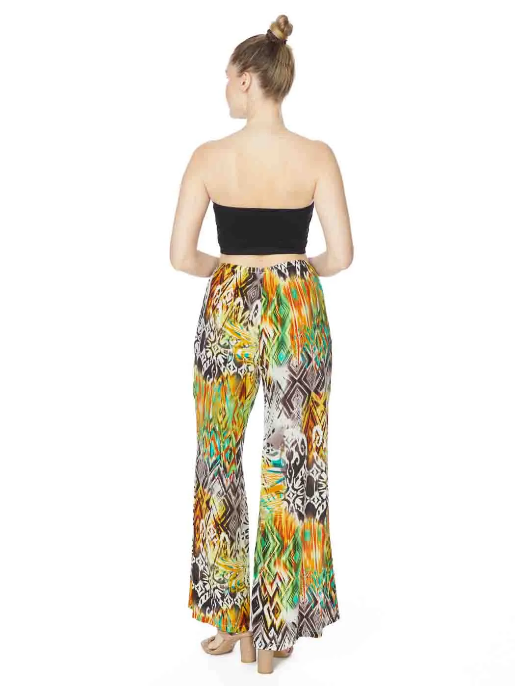 Tianello "Machu Picchu" Print Washable Silk "Palazzo" Pant