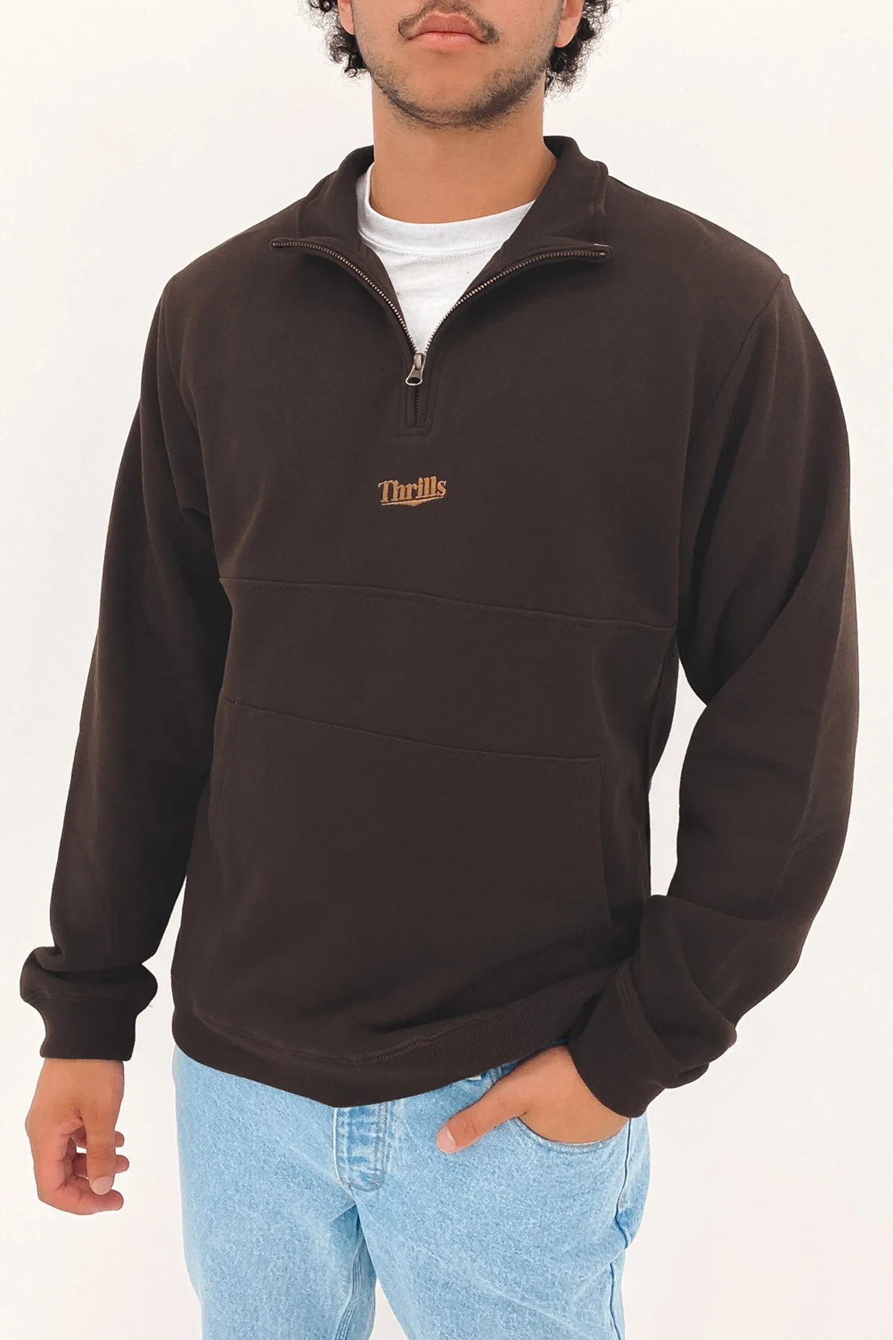 Time For Thrills Quarter Zip Fleece Java