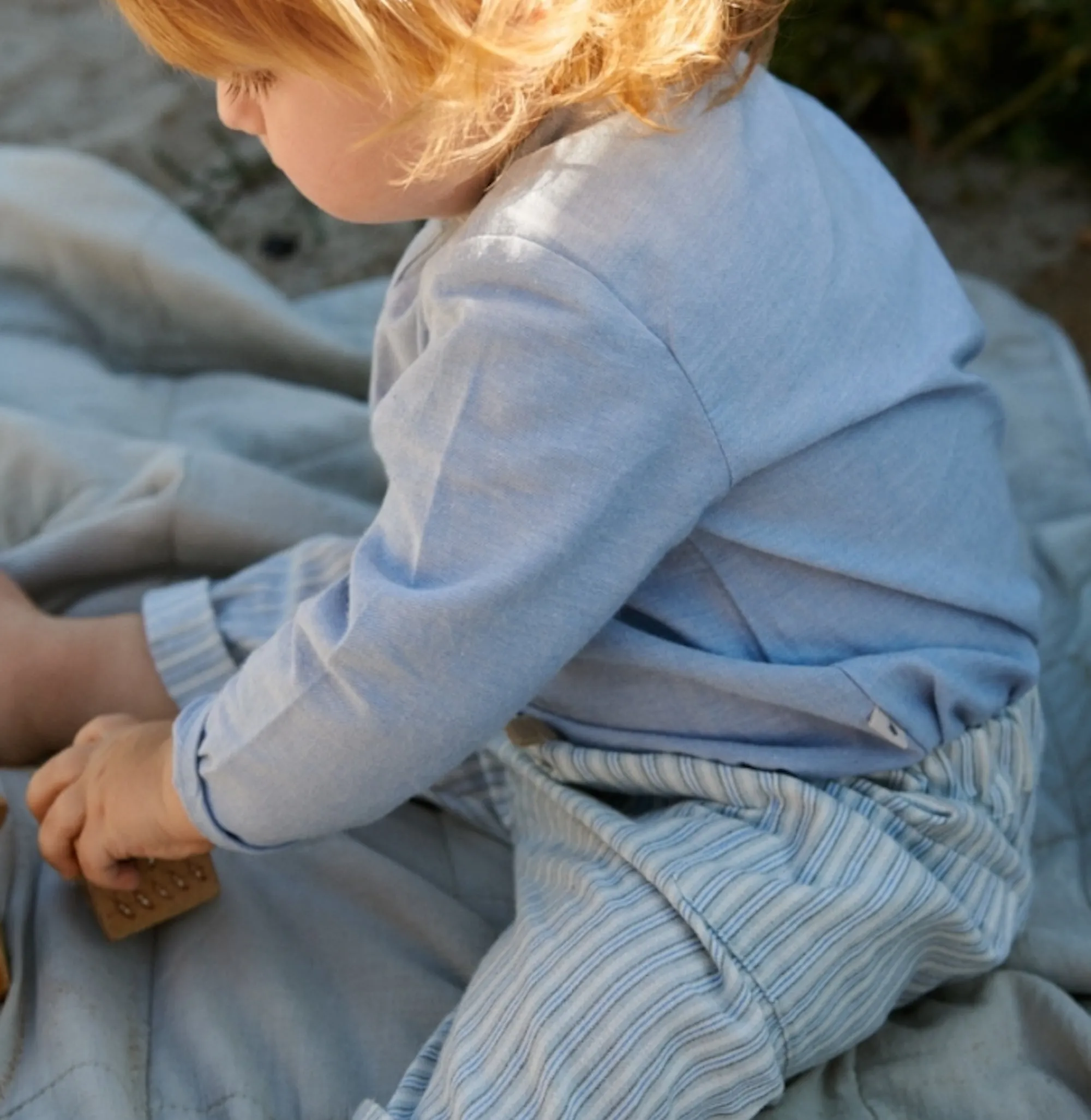 Trousers Arne - aquablue stripe