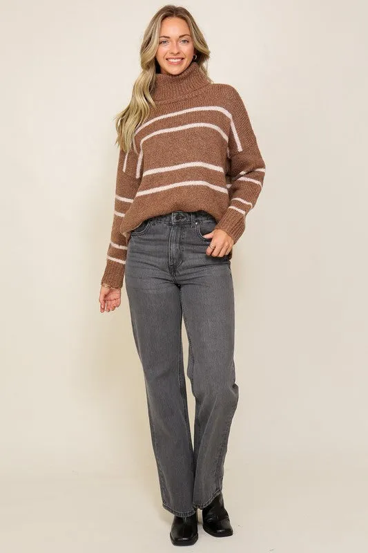 Turtle Neck Pinstripe Sweater