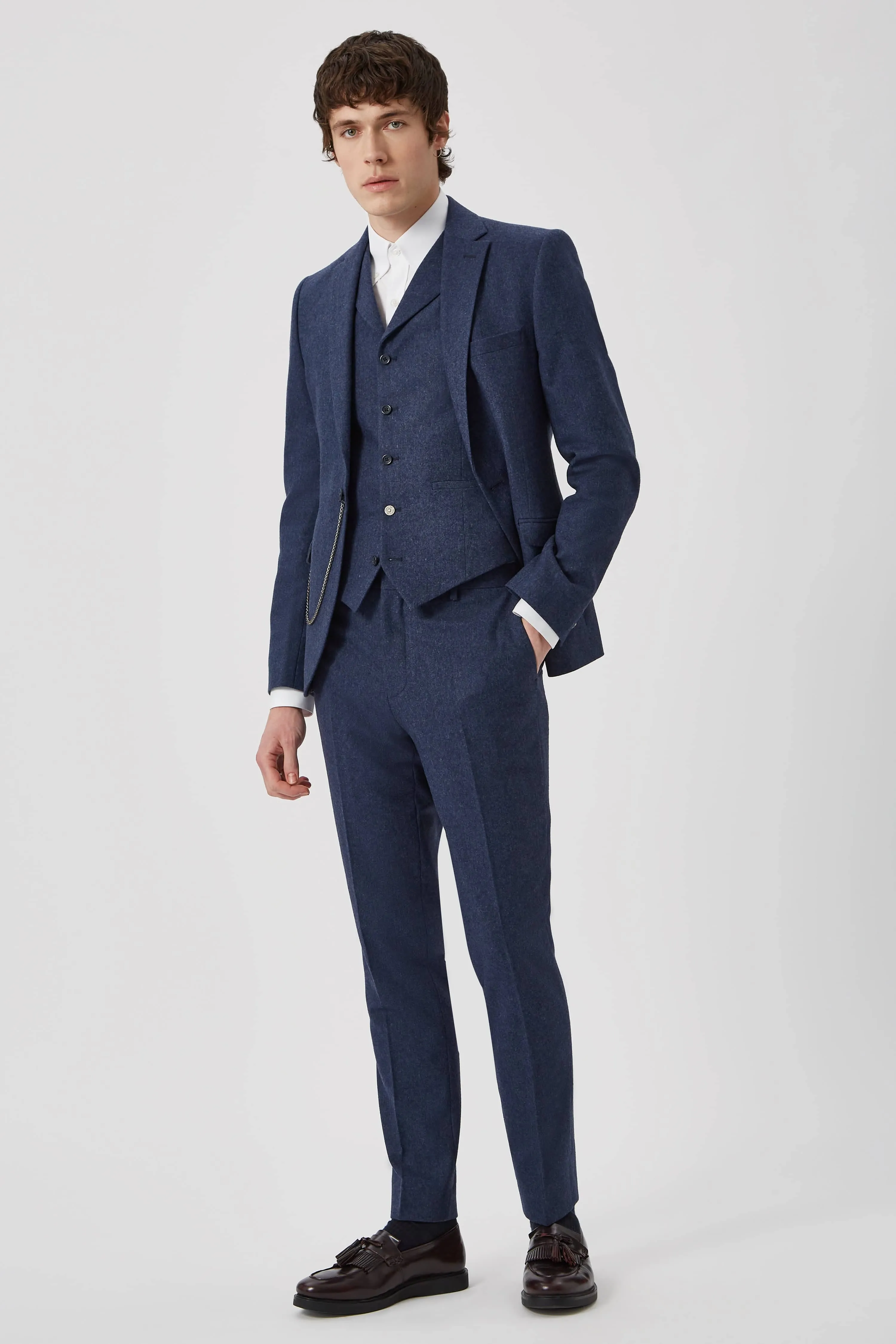 Uptown Slim Fit Navy Wool Waistcoat - ARCHIVE