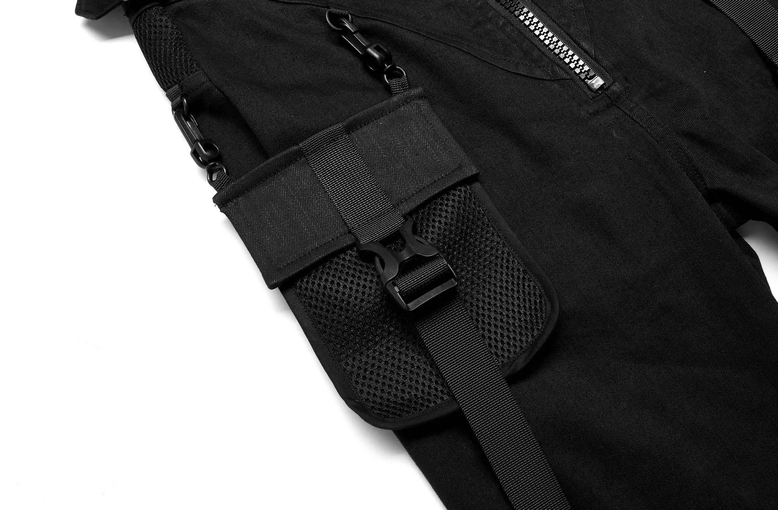 Urban Techwear Denim Pants with Adjustable Straps