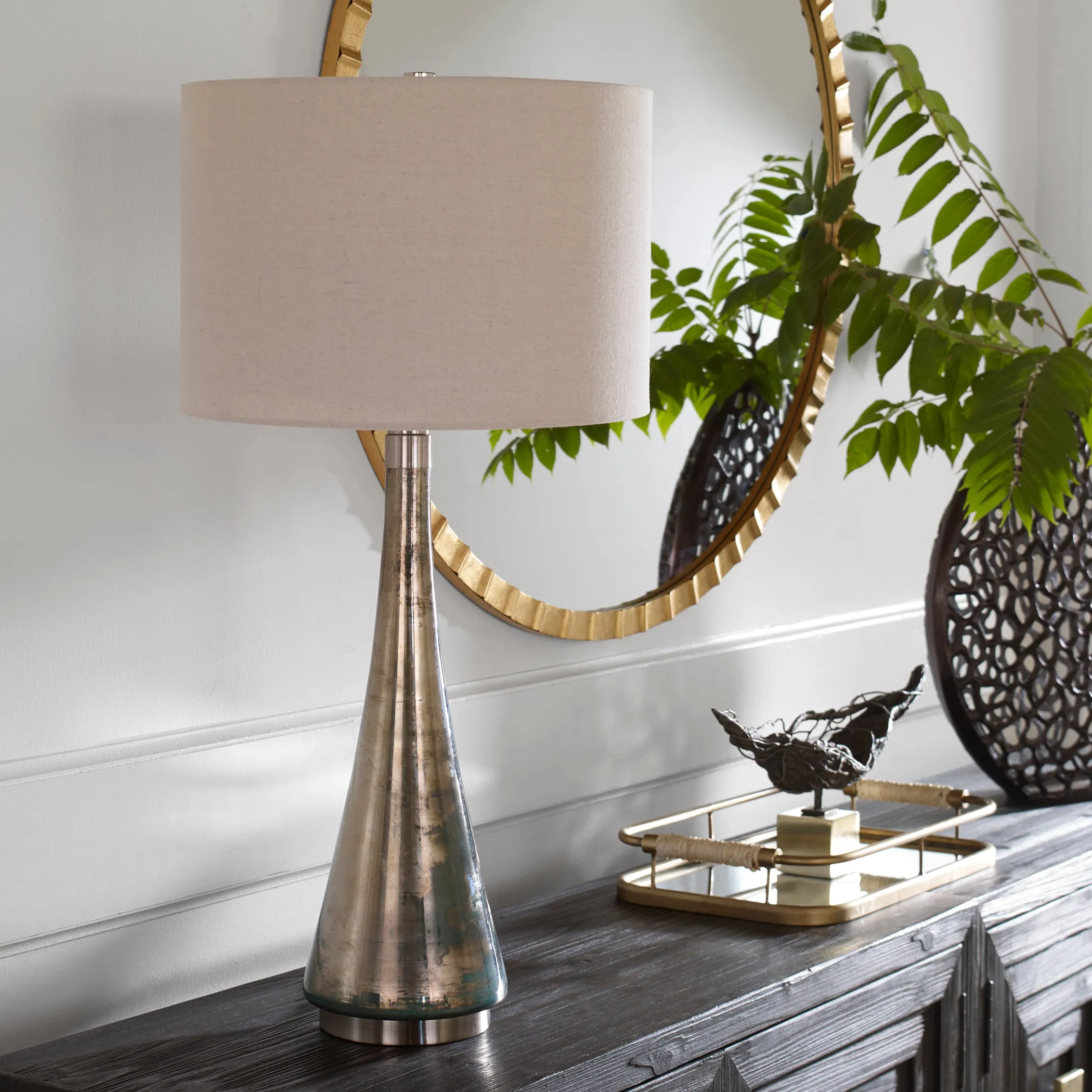 Uttermost Contour Metallic Glass Table Lamp