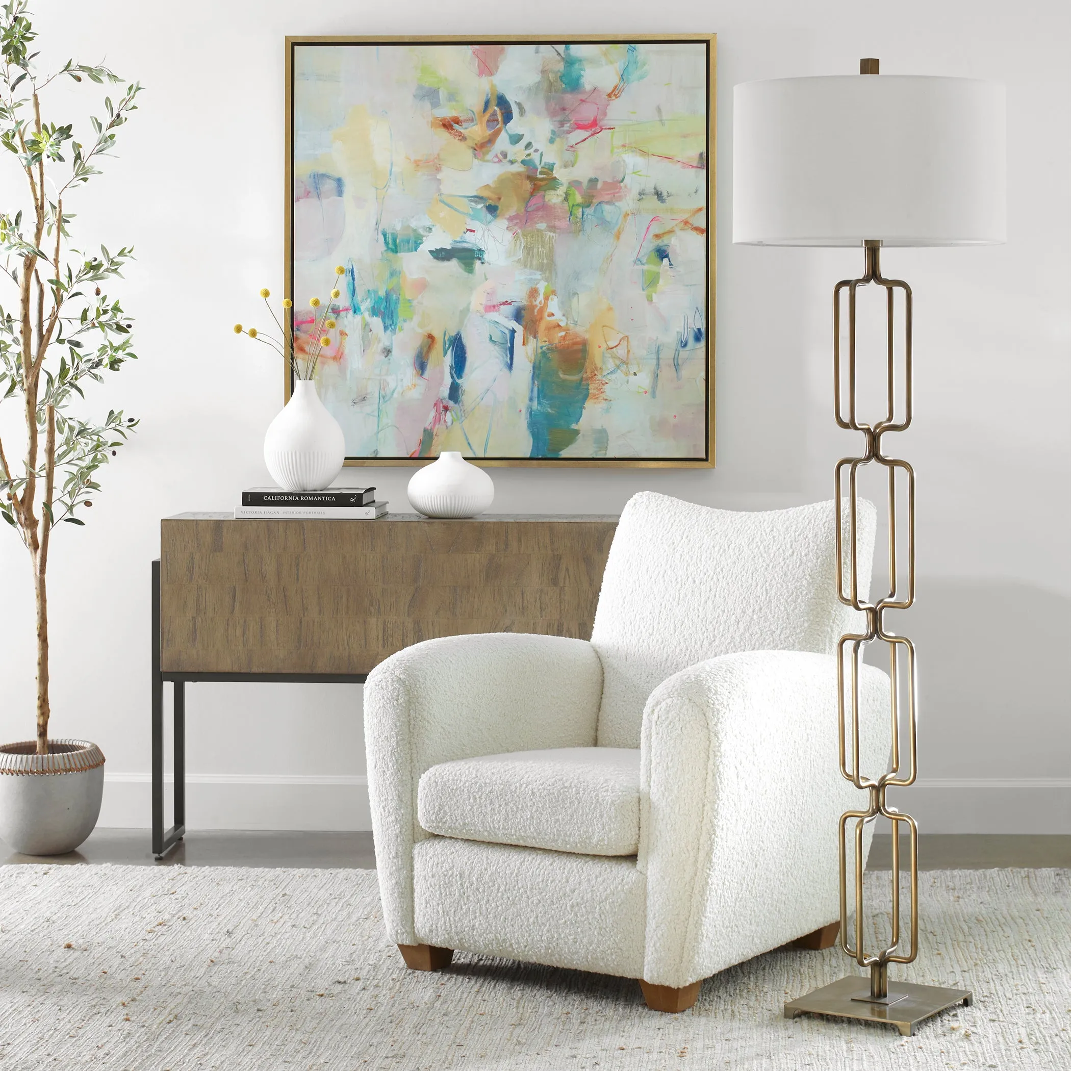 Uttermost Link Brushed Gold Floor Lamp