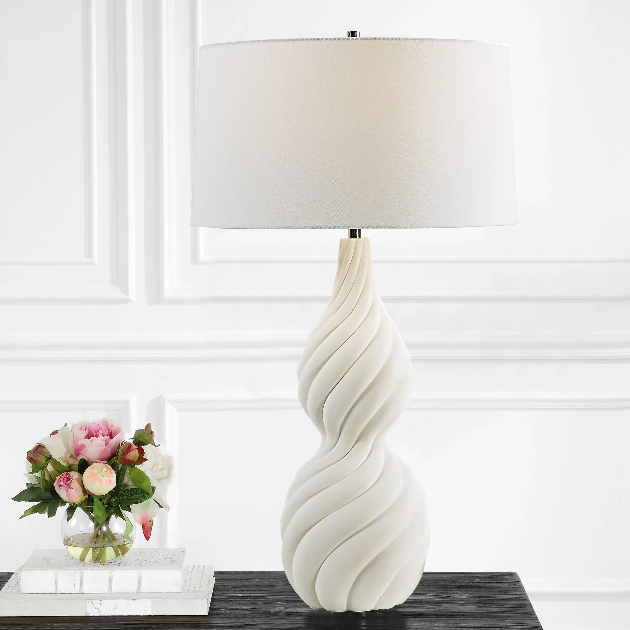 Uttermost Twisted Swirl White Table Lamp