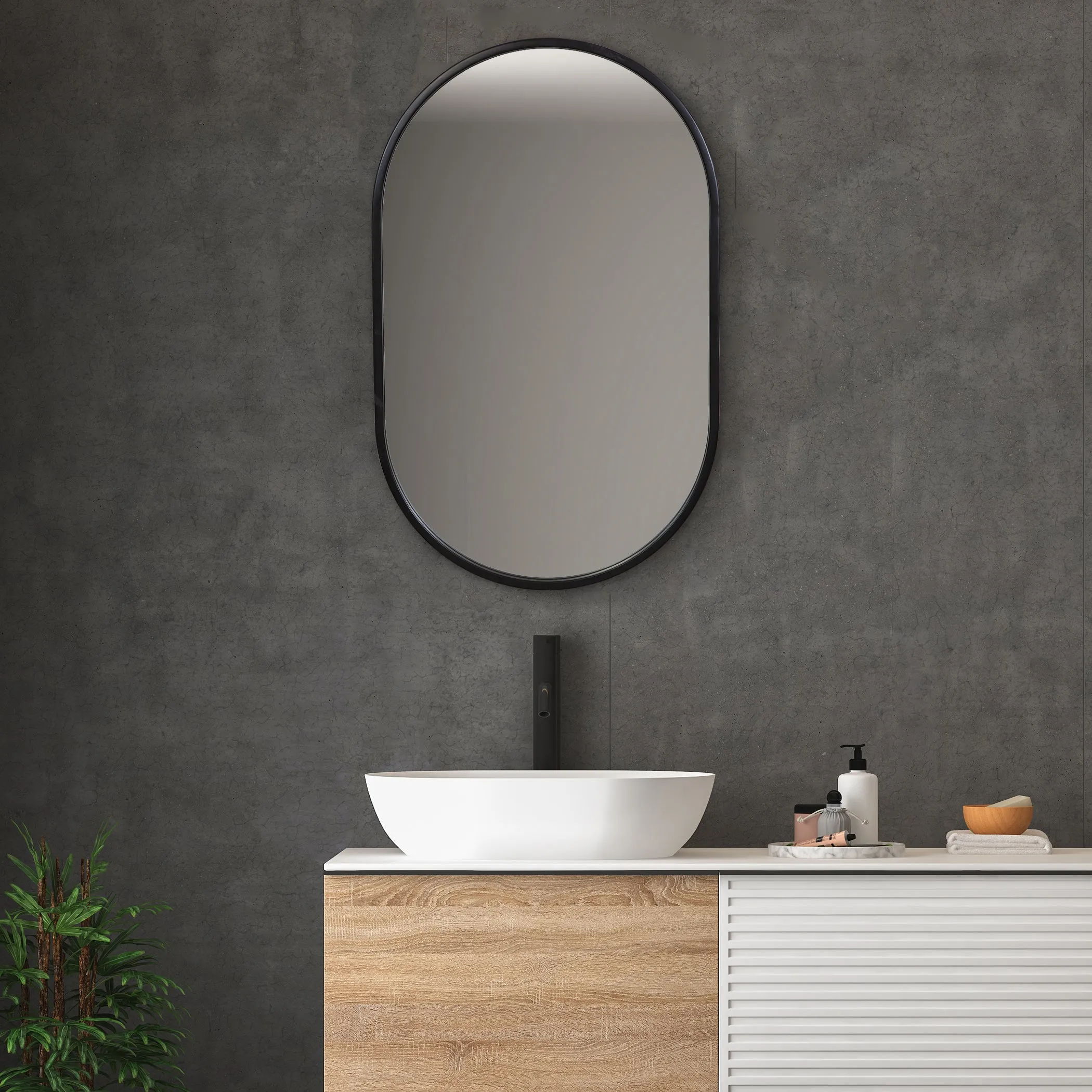 Uttermost Varina Minimalist Black Oval Mirror